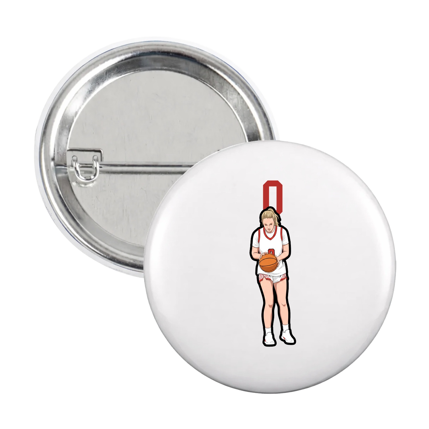 Game Day Button — Number Top in White