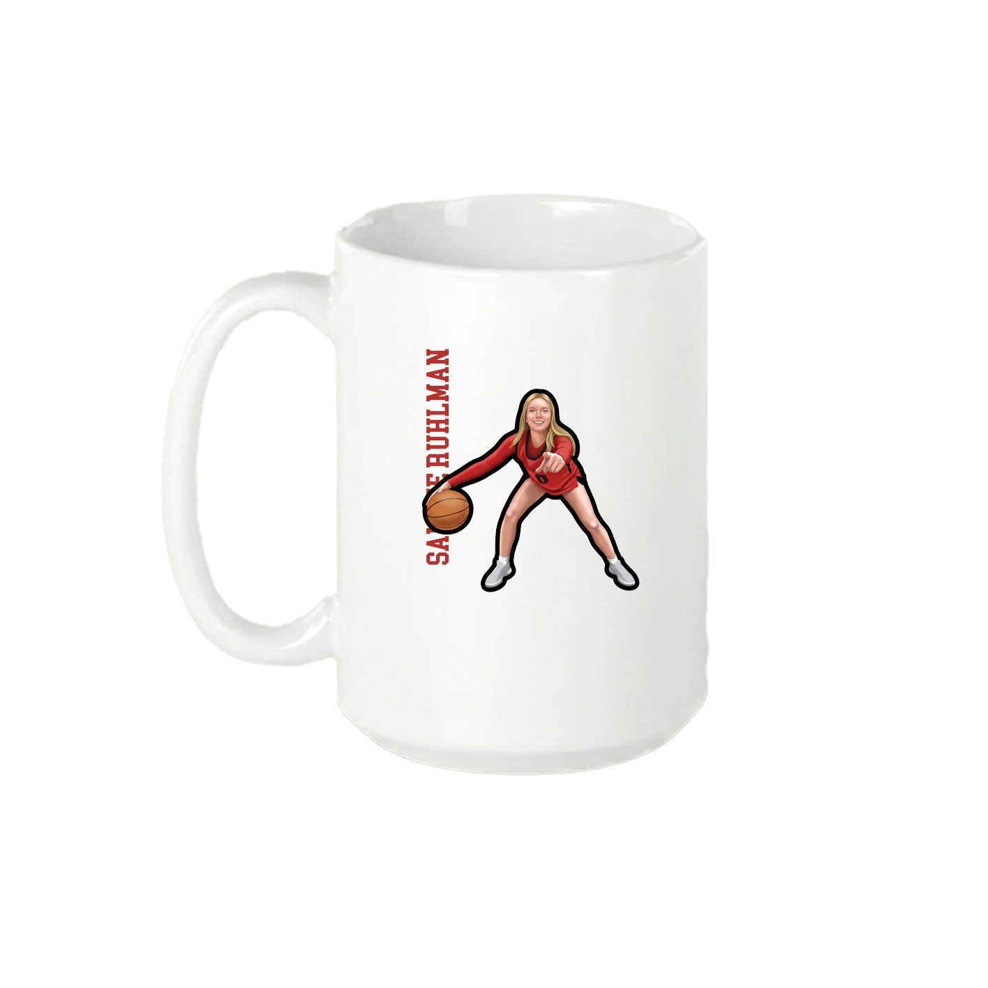 15oz Coffee Mug — Name Vertical in White