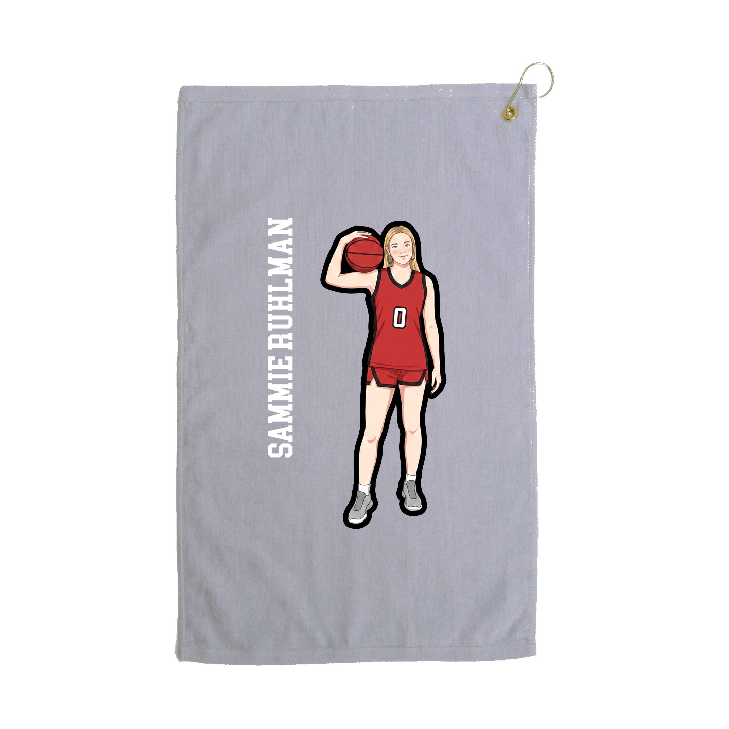Golf Towel — Name Vertical in Grey