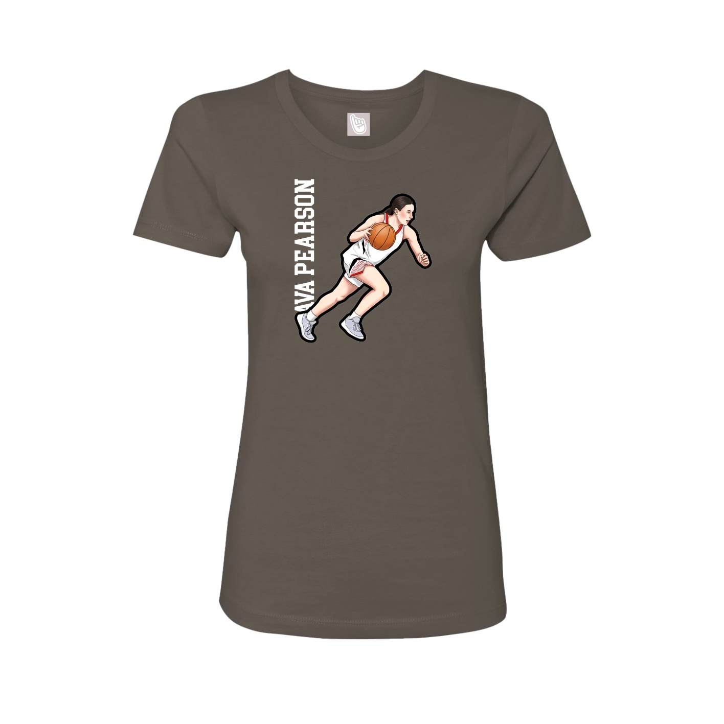 Fitted Women's Tee — Name Vertical in Grey