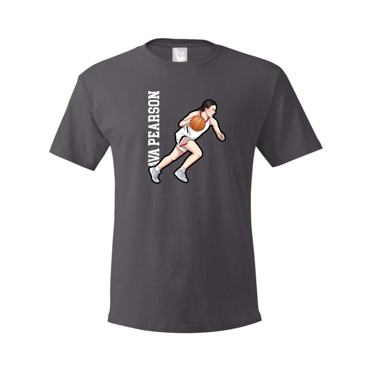 Youth Tee — Name Vertical in Grey