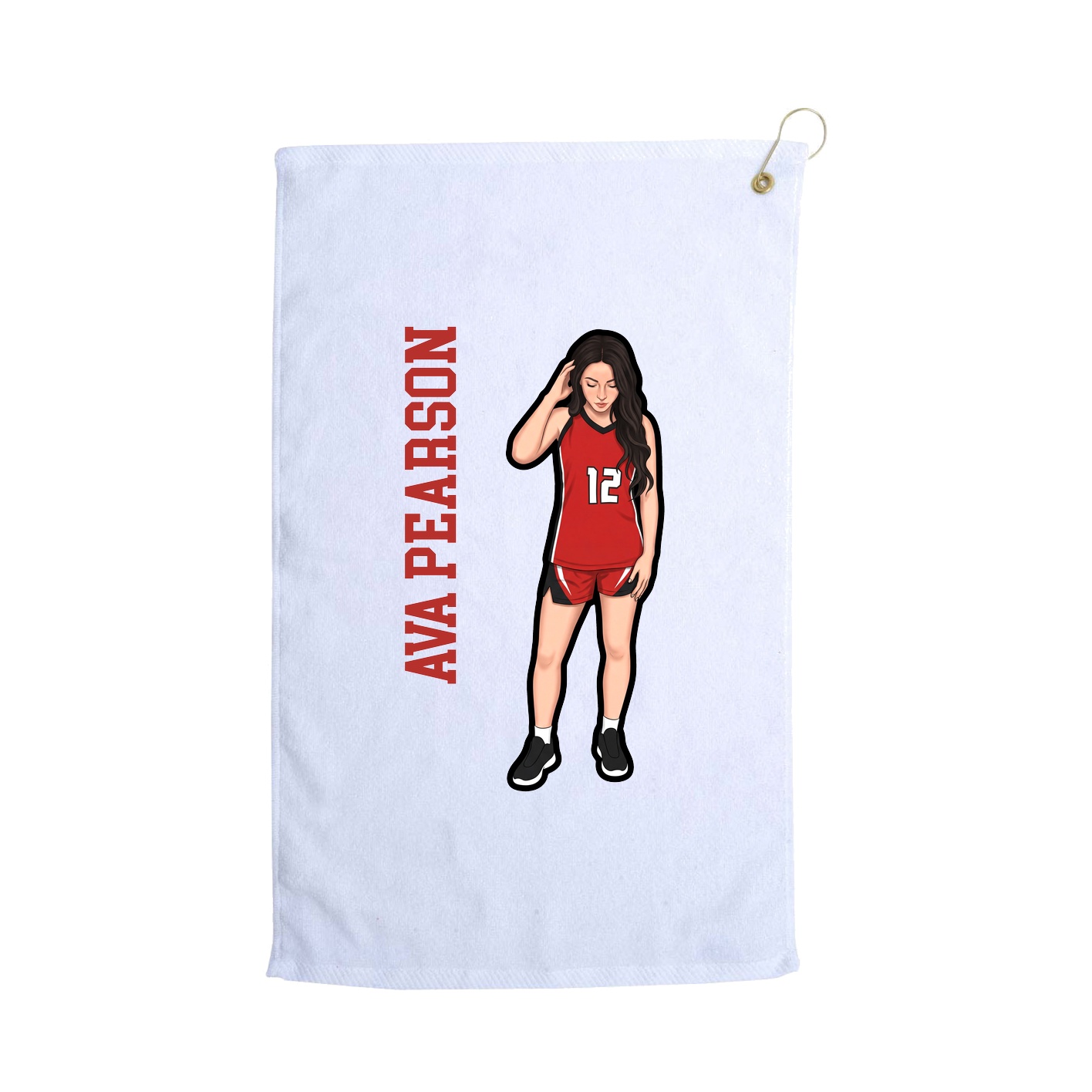 Golf Towel — Name Vertical in White