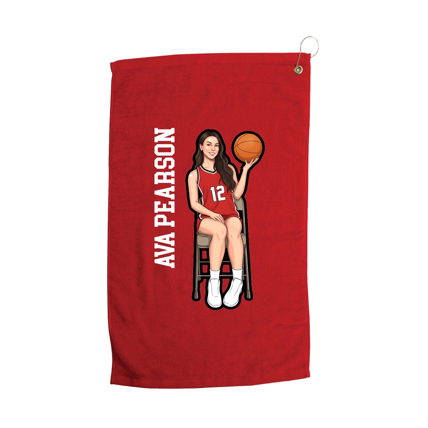 Golf Towel — Name Vertical in Red