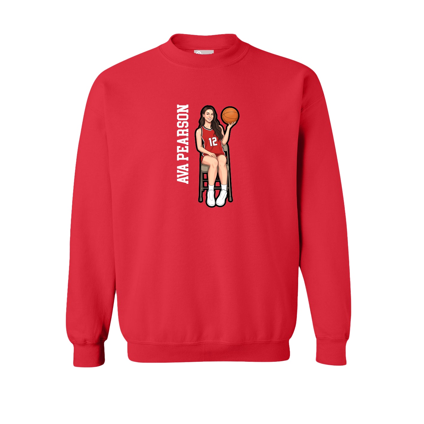 Fleece Crew — Name Vertical in Red