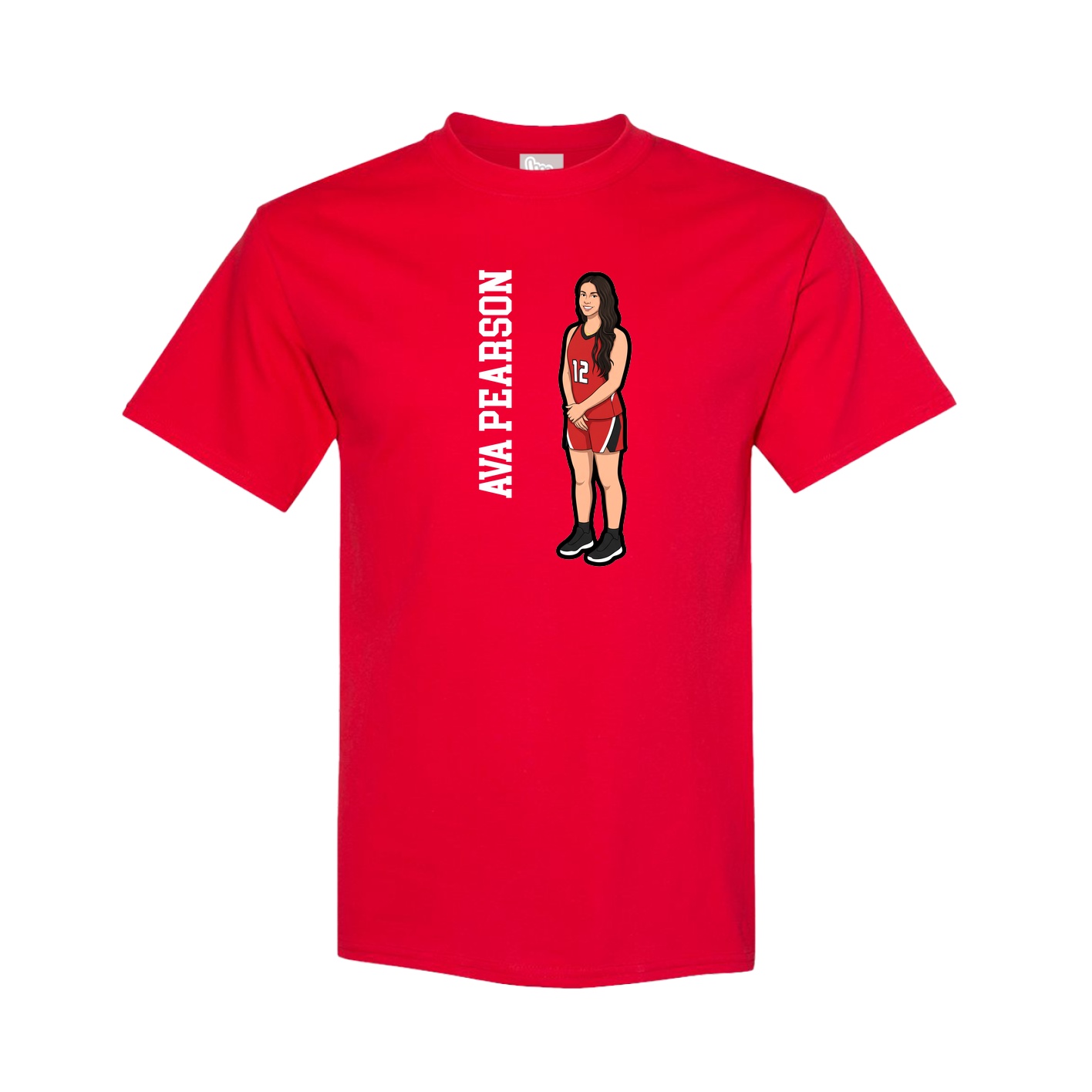 Youth Tee — Name Vertical in Red