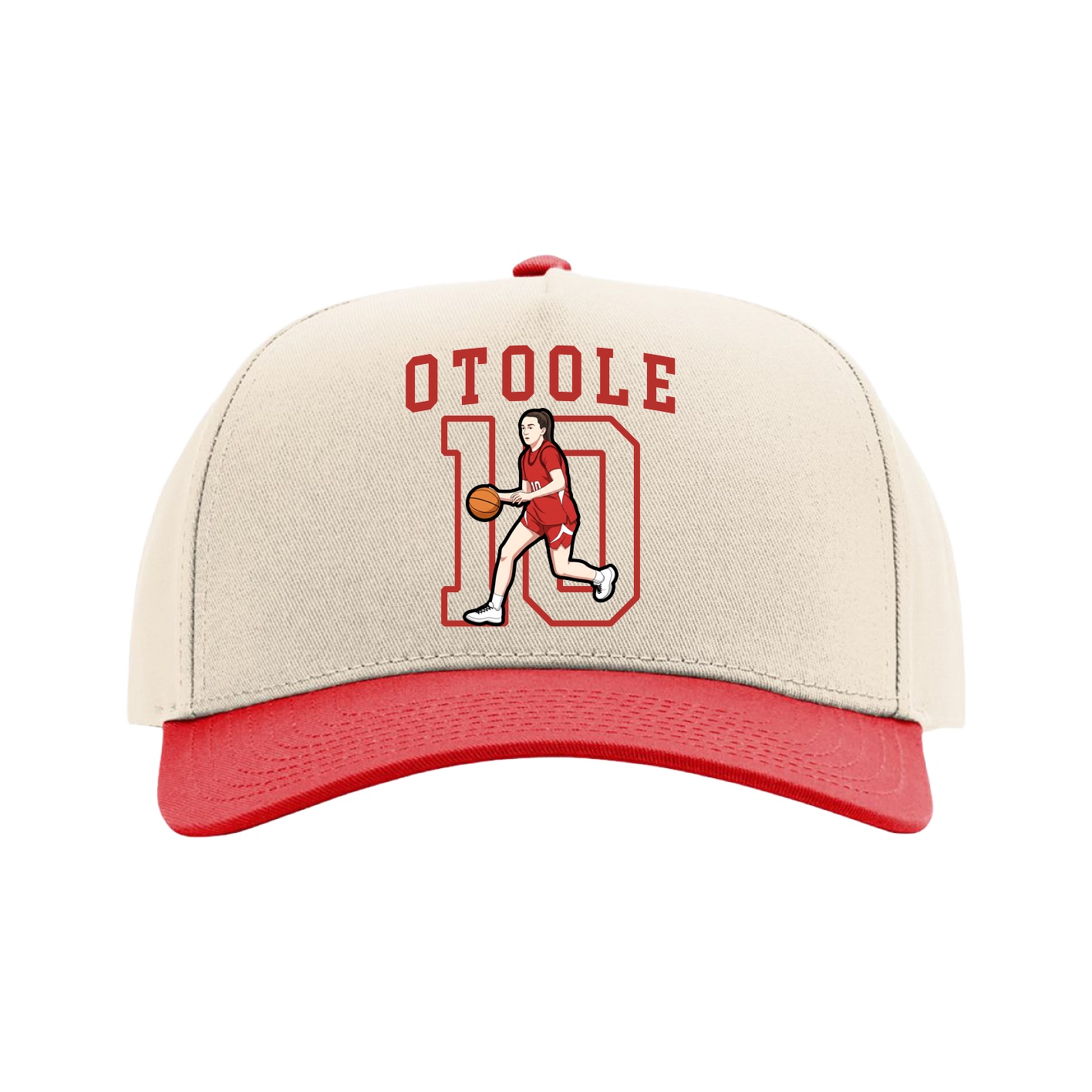 Full Fabric Five-Panel Champ Cap — Shirsey in Cream/Red