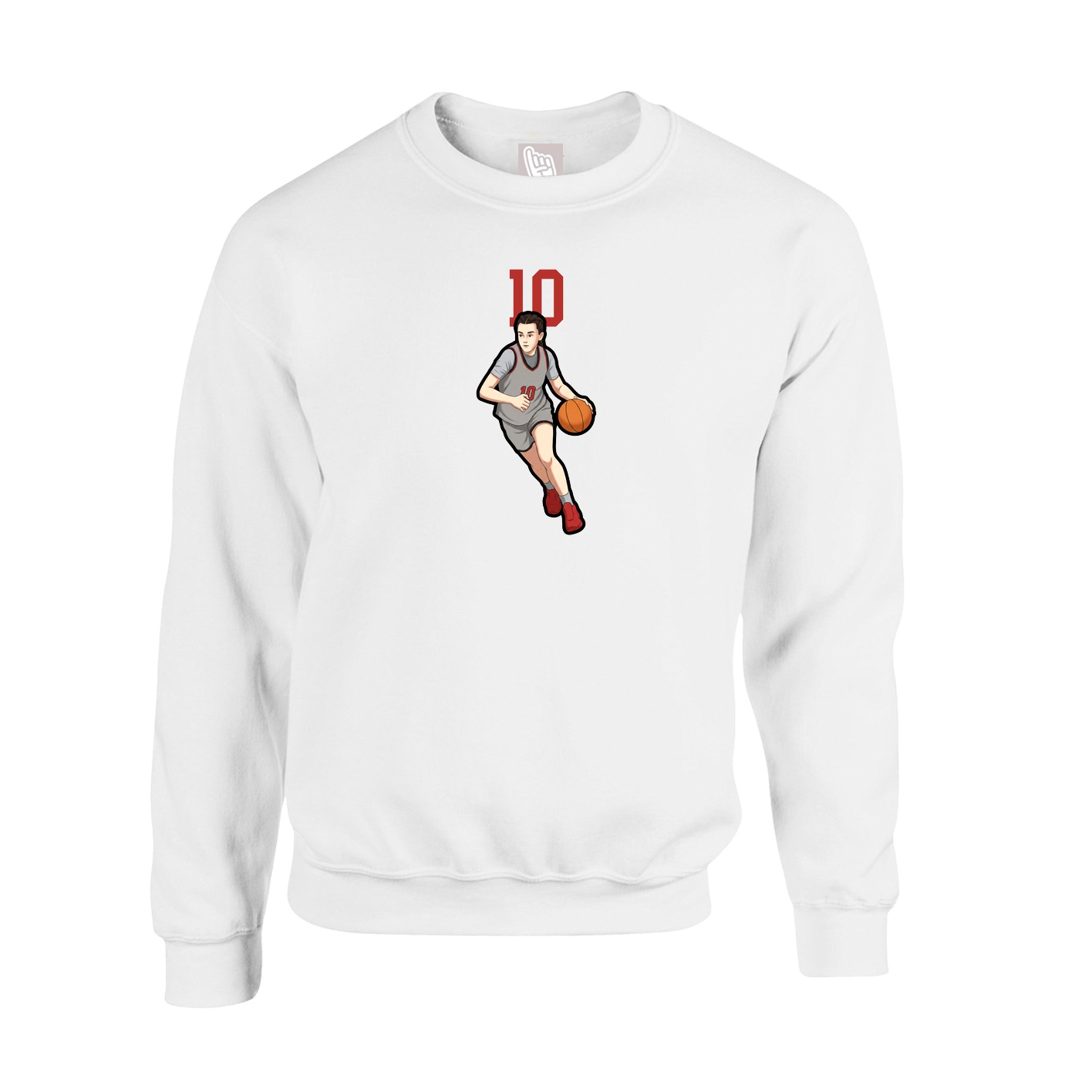 Fleece Crew — Number Top in White