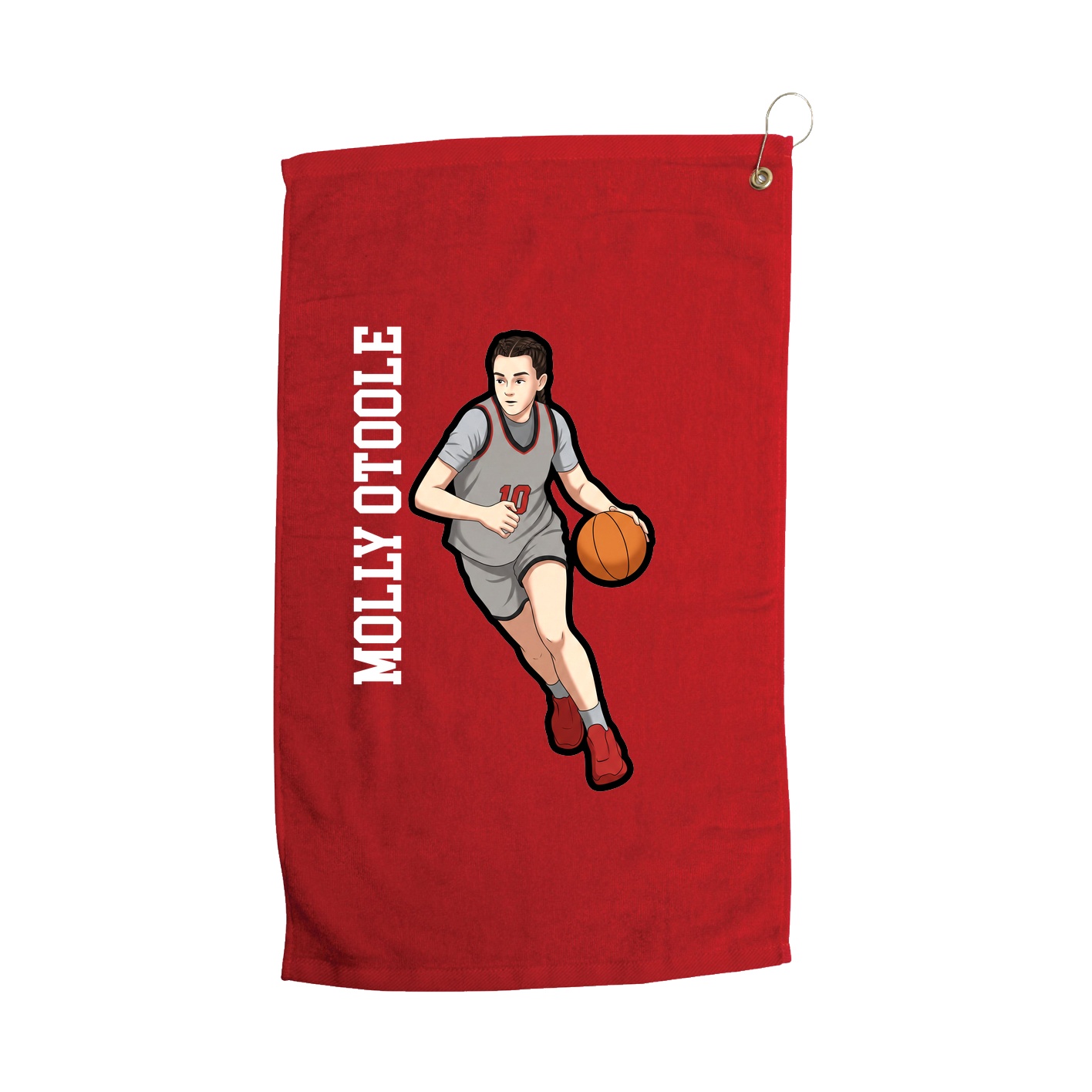 Golf Towel — Name Vertical in Red