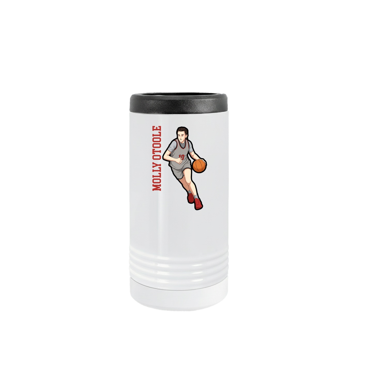 Slim Beverage Holder — Name Vertical in White