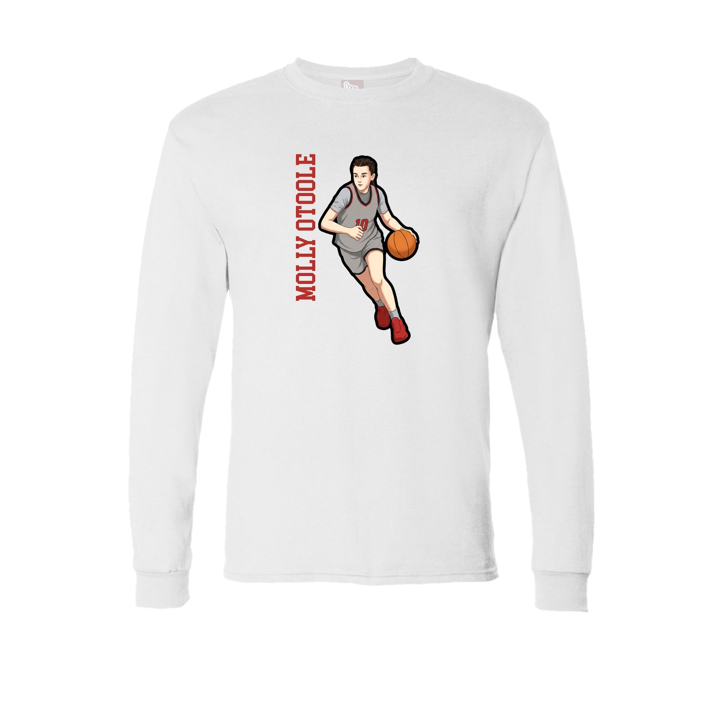 Long Sleeve Tee — Name Vertical in White