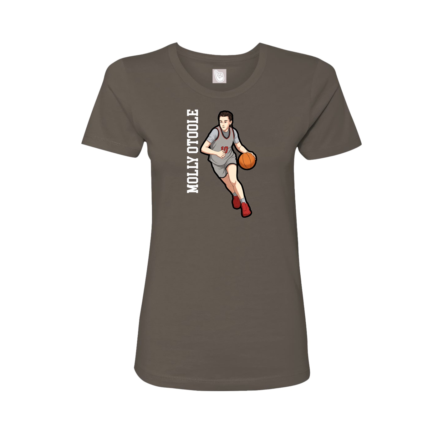 Womens Tee — Name Vertical in Grey
