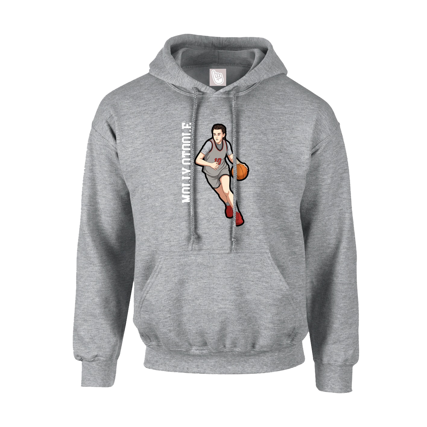 Youth Hoodie — Name Vertical in Grey