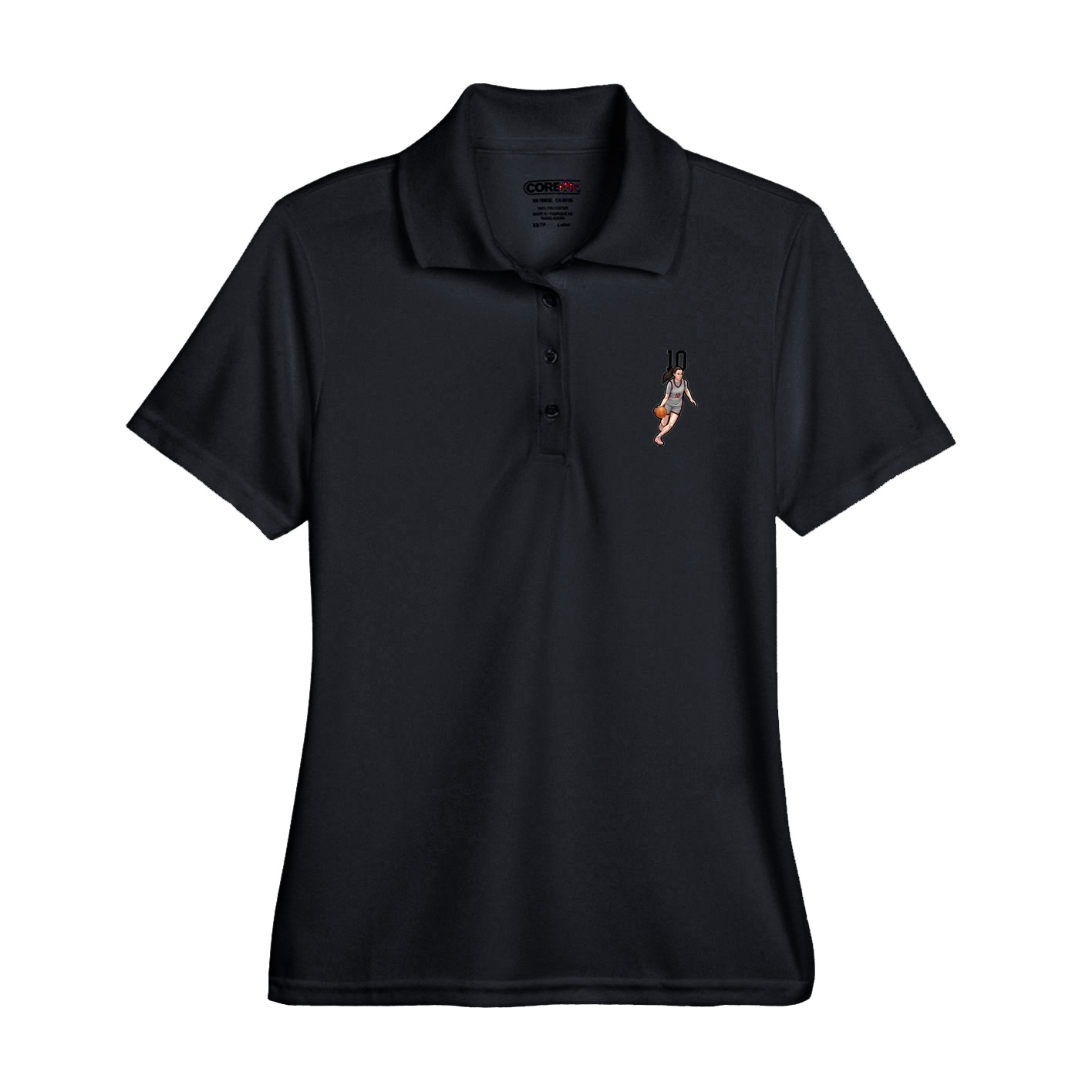 Womens Performance Polo — Number Top in Black