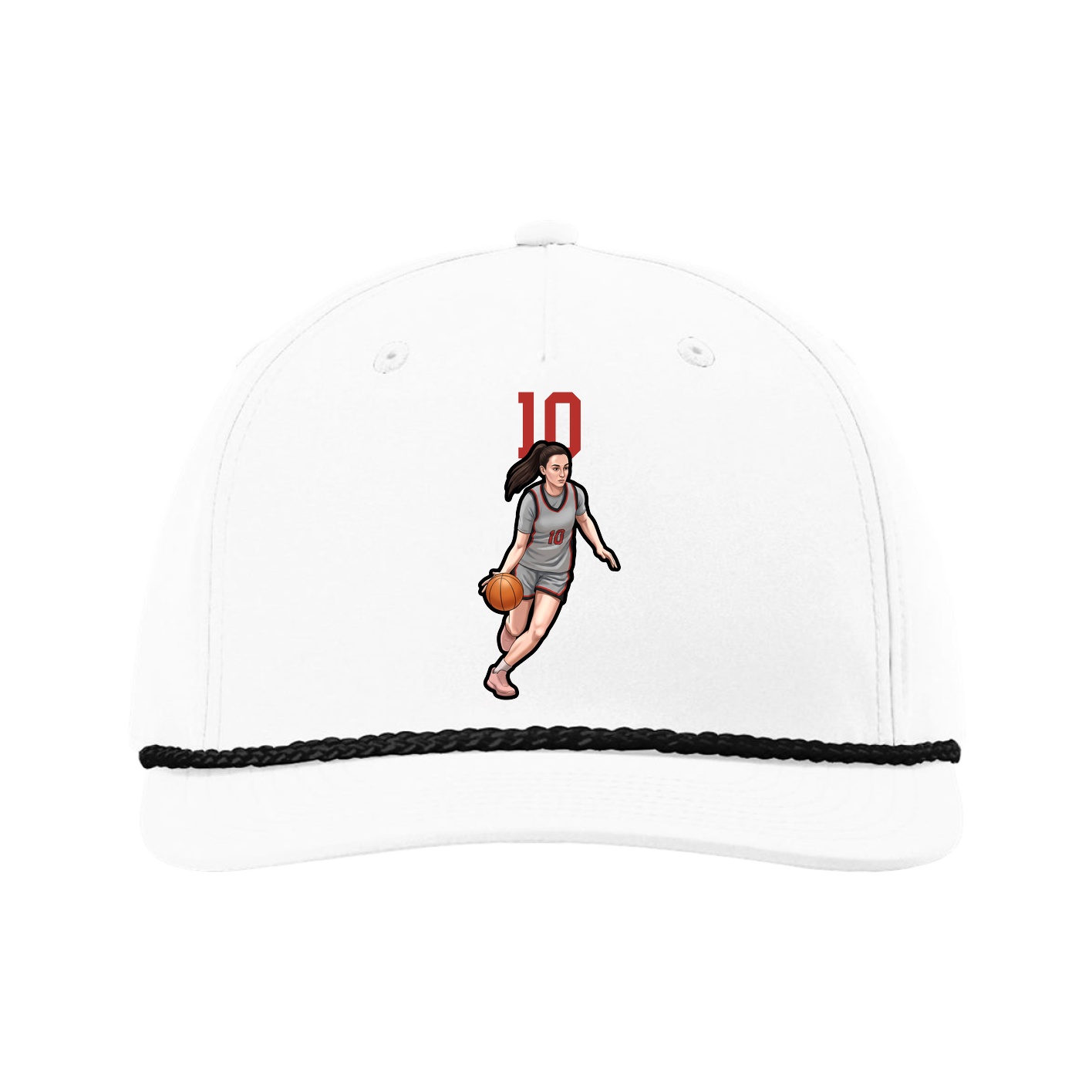 Five-Panel Classic Rope Cap — Number Top in White