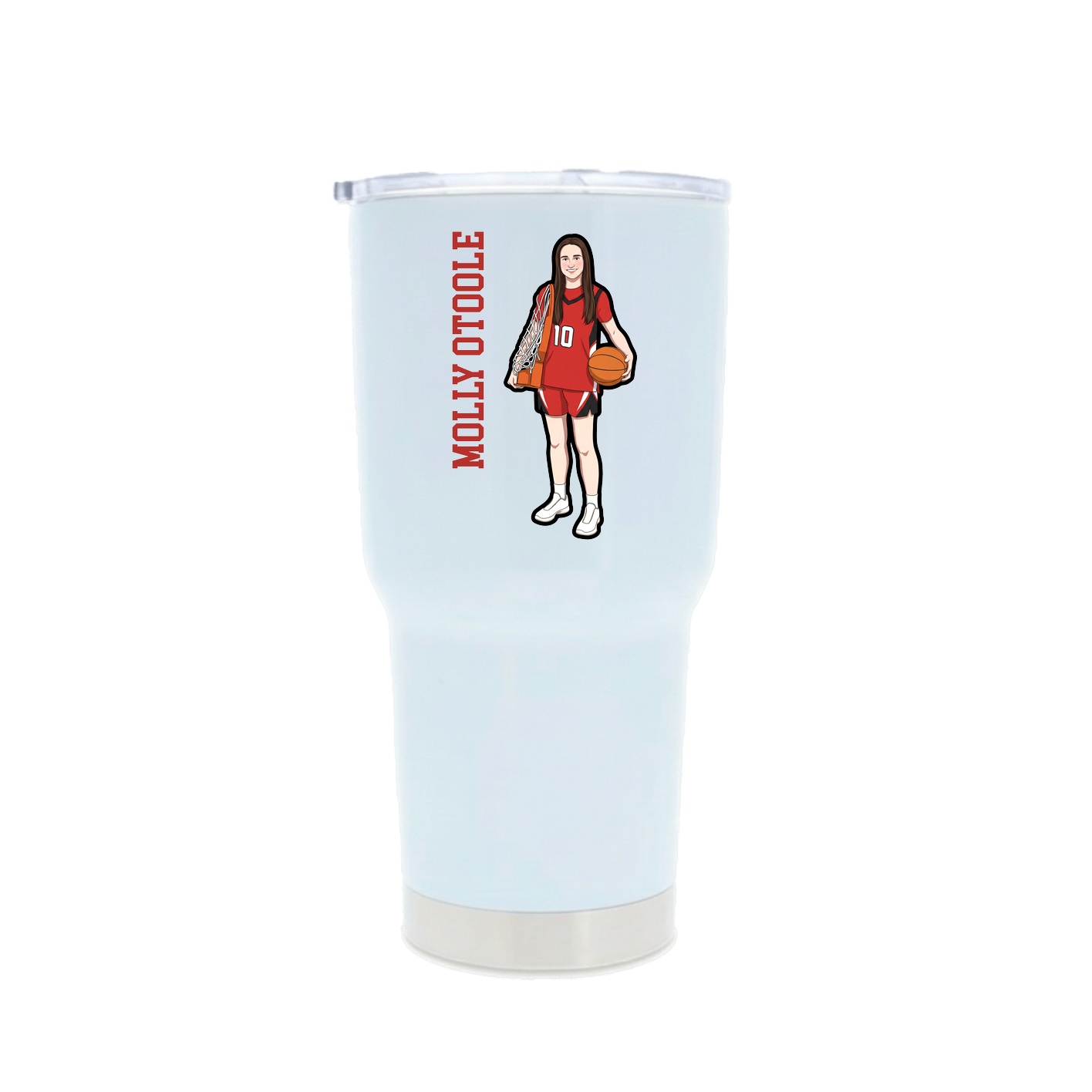 30oz Stainless Steel Tumbler — Name Vertical in White