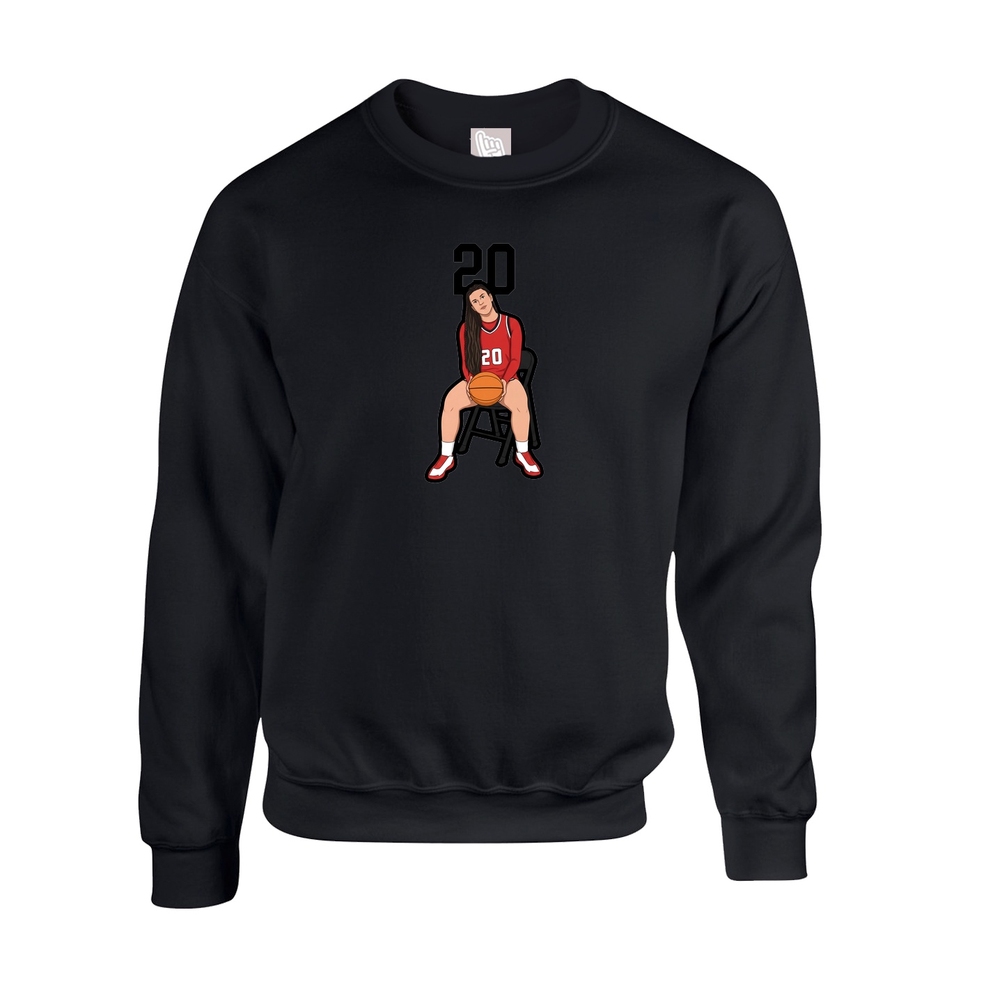 Fleece Crew — Number Top in Black