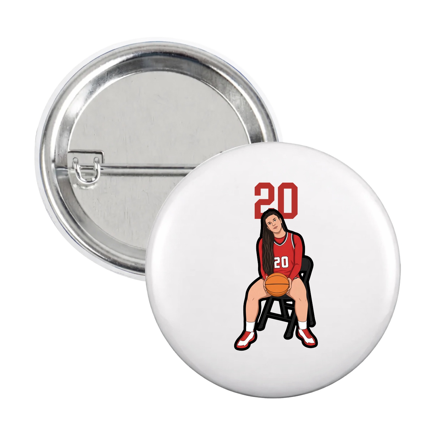 Game Day Button — Number Top in White