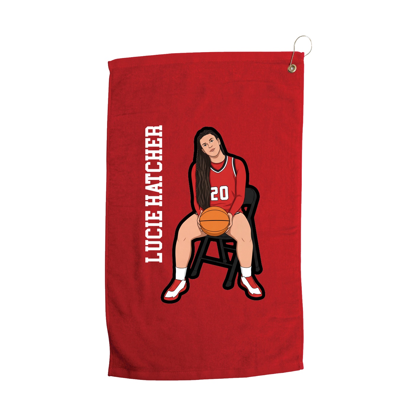 Golf Towel — Name Vertical in Red