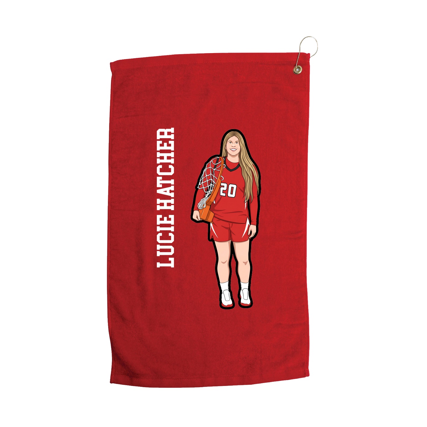 Golf Towel — Name Vertical in Red