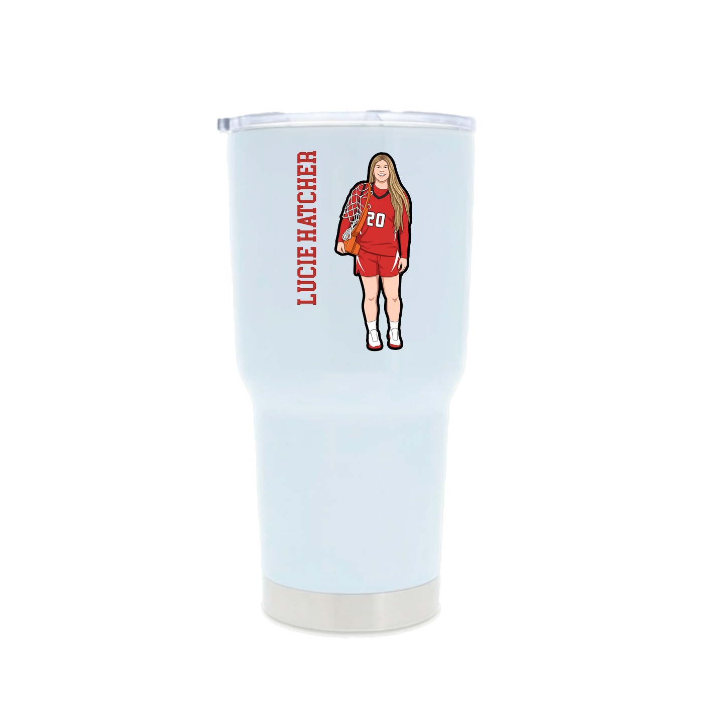 30oz Stainless Steel Tumbler — Name Vertical in White