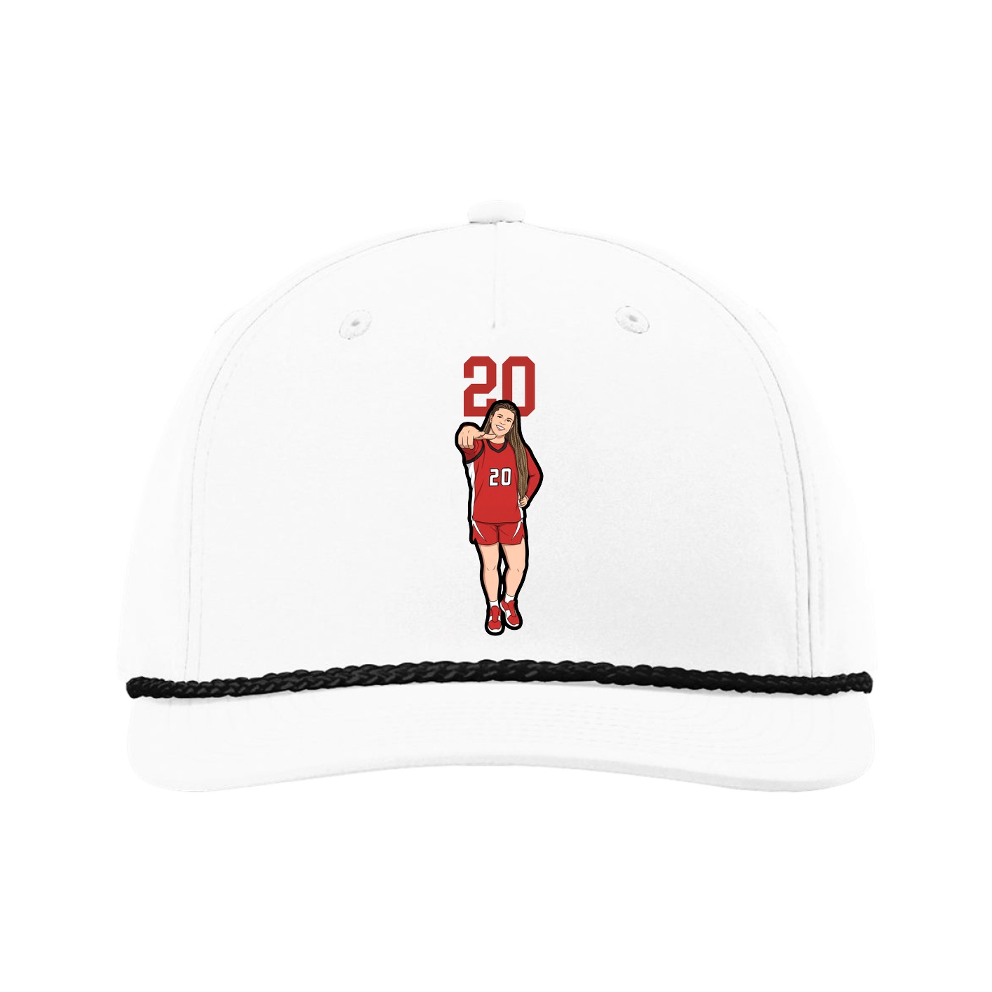 Five-Panel Classic Rope Cap — Number Top in White