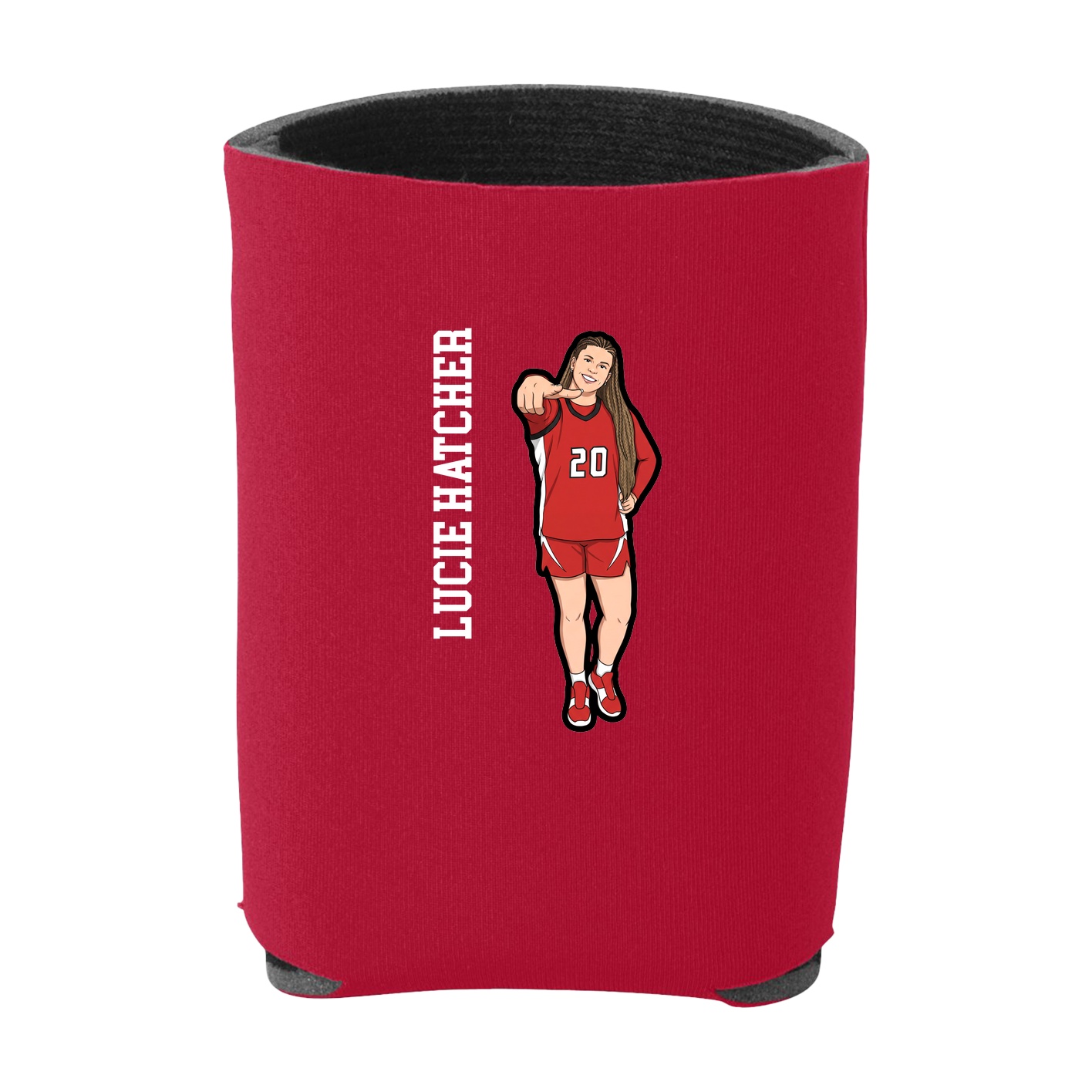 Can Holder — Name Vertical in Red