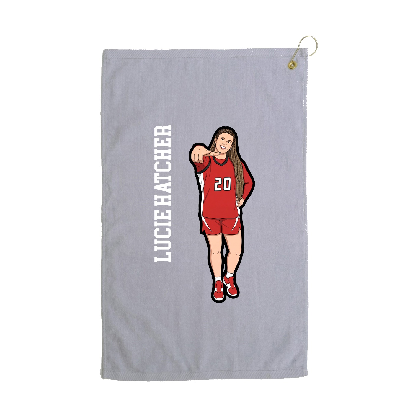 Golf Towel — Name Vertical in Grey