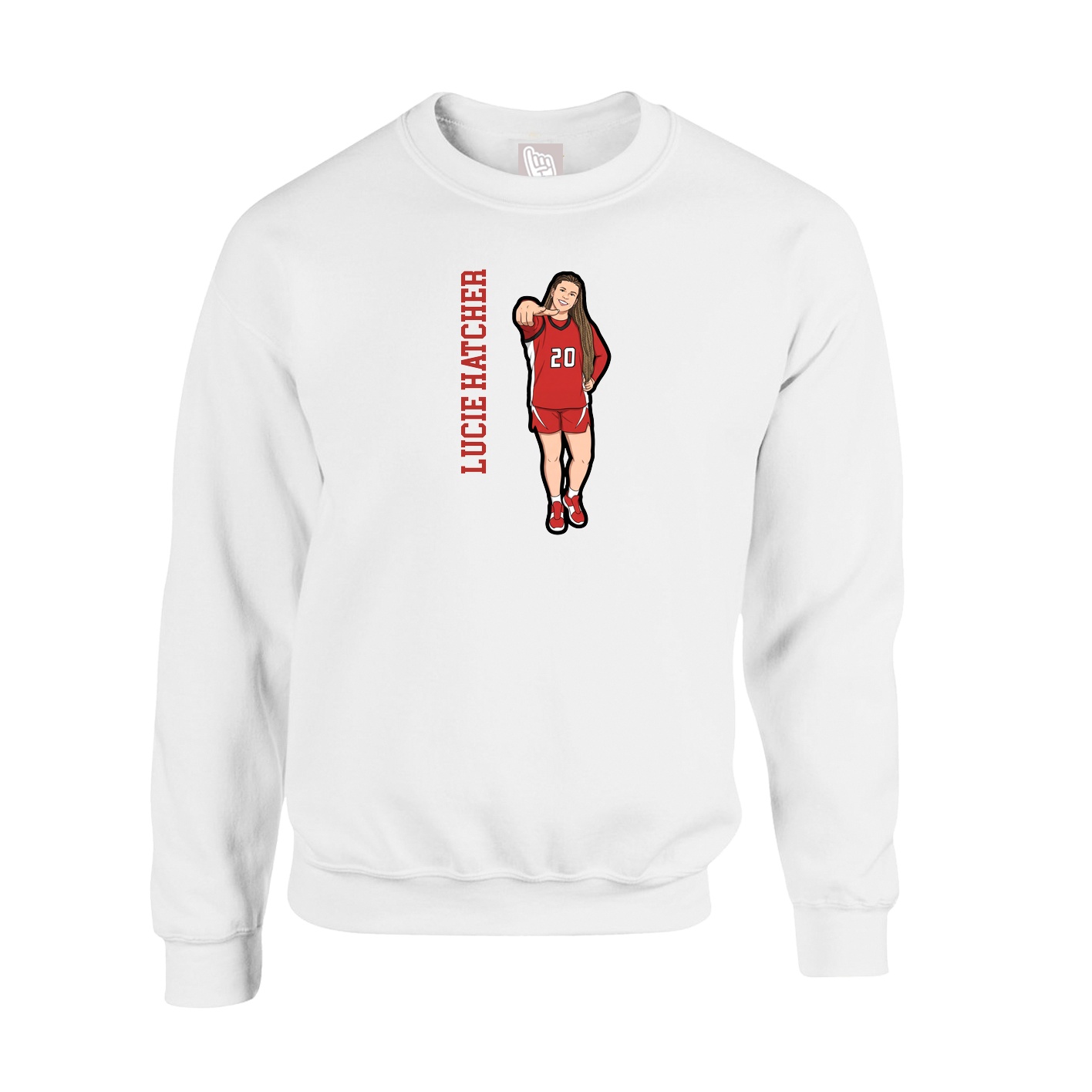 Fleece Crew — Name Vertical in White