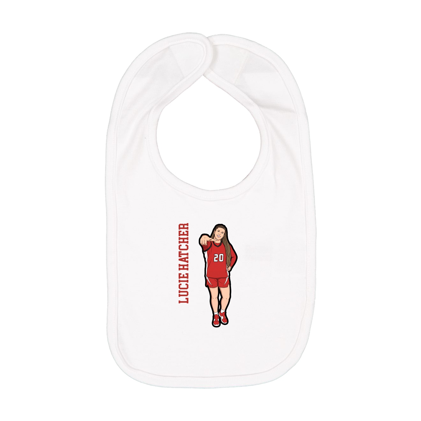 Infant Bib — Name Vertical in White