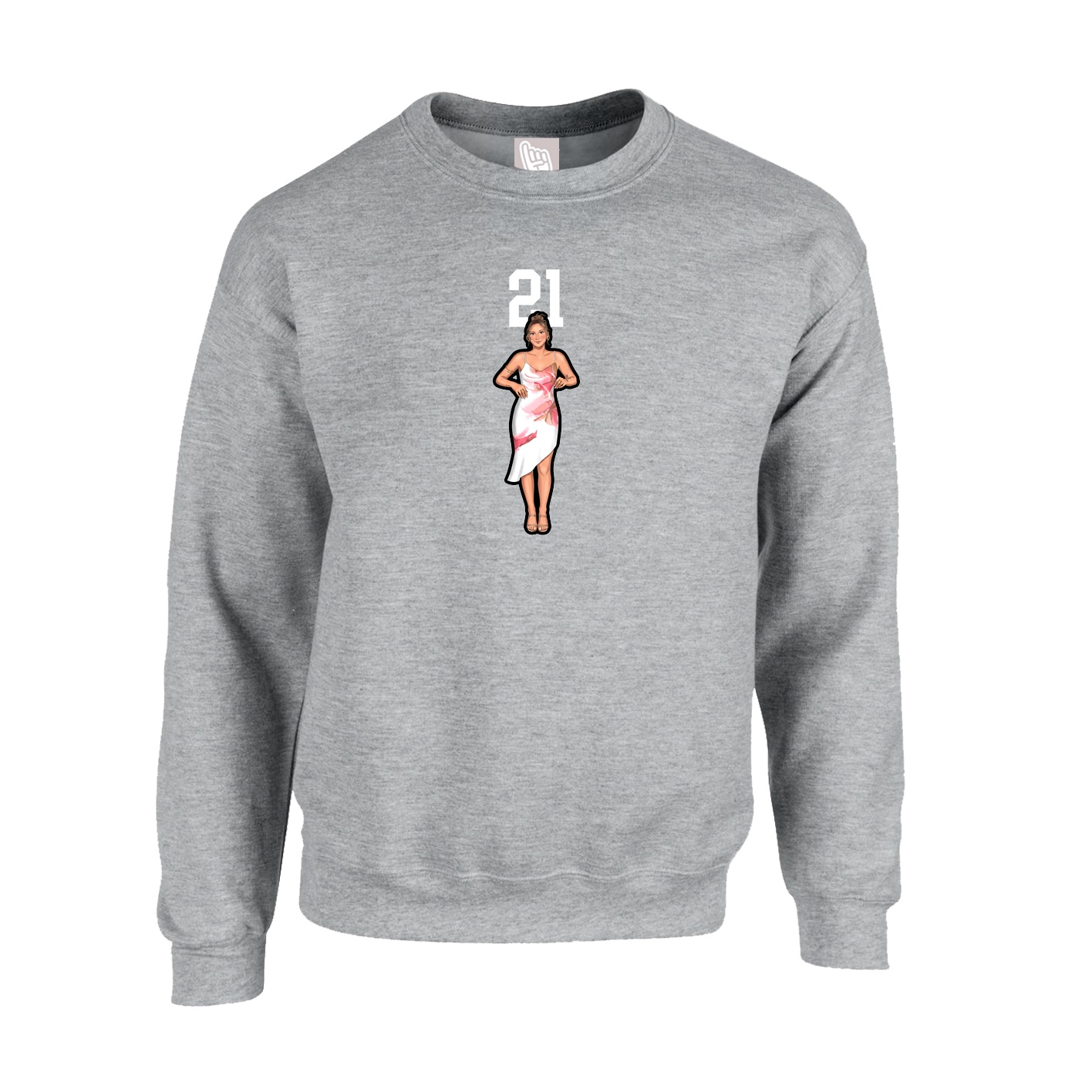 Fleece Crew — Number Top in Grey