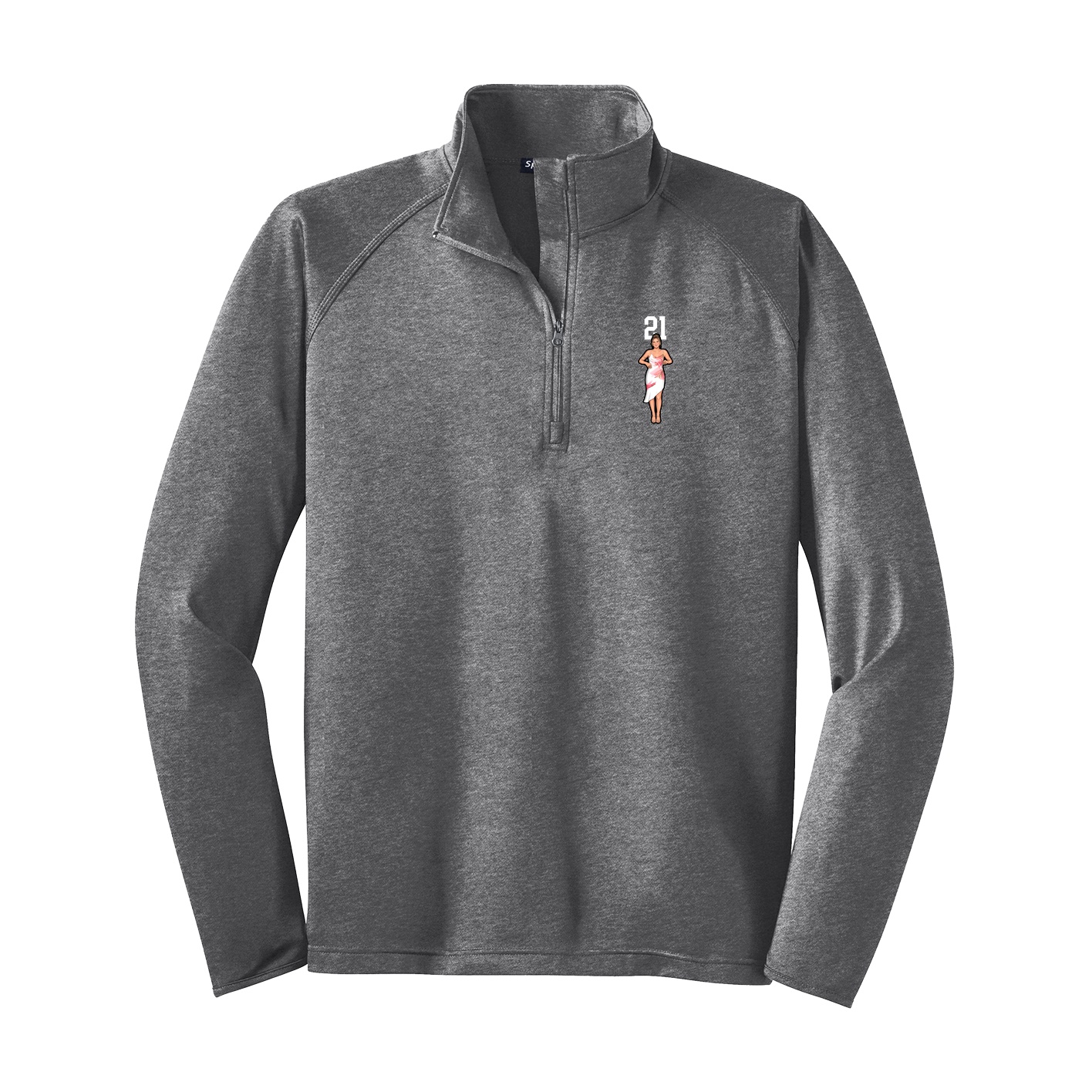 Q-Zip Pullover — Number Top in Grey