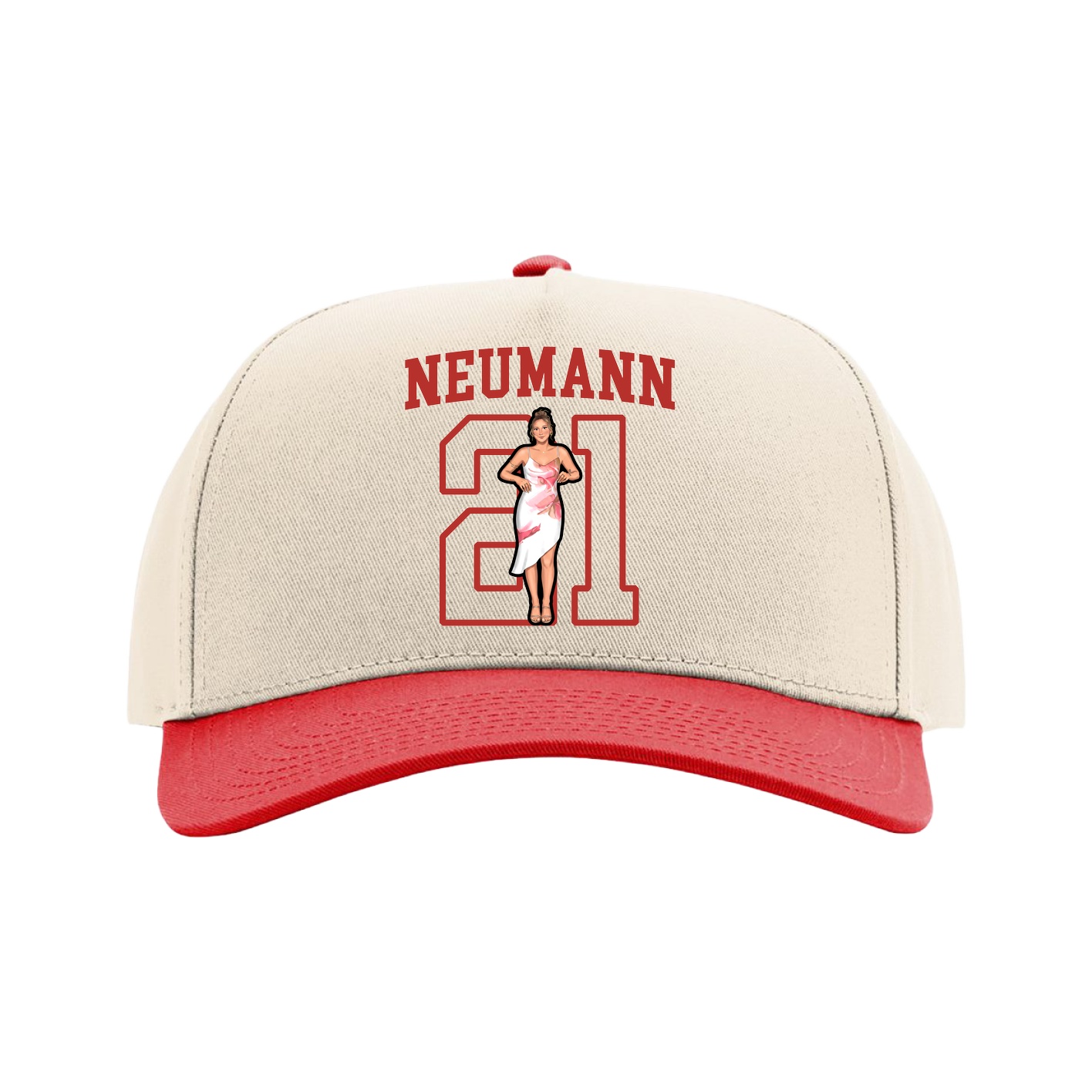 Full Fabric Five-Panel Champ Cap — Shirsey in Cream/Red