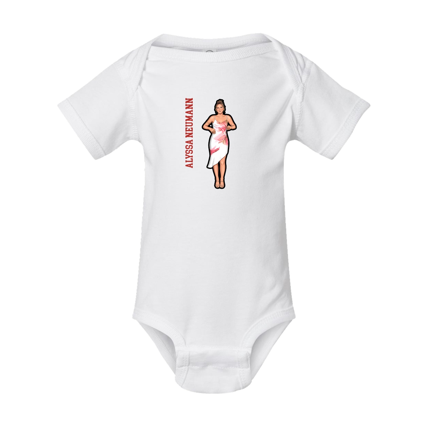 Baby Onesie — Name Vertical in White