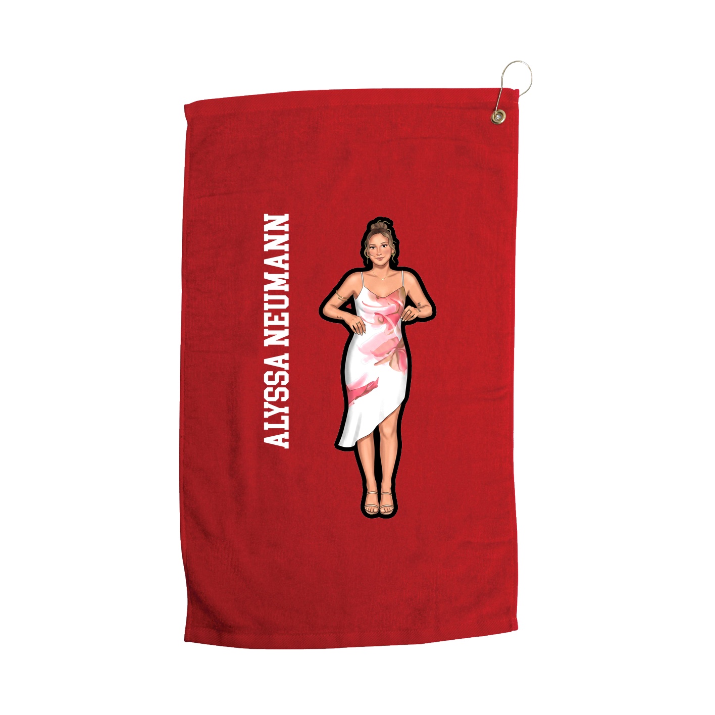 Golf Towel — Name Vertical in Red