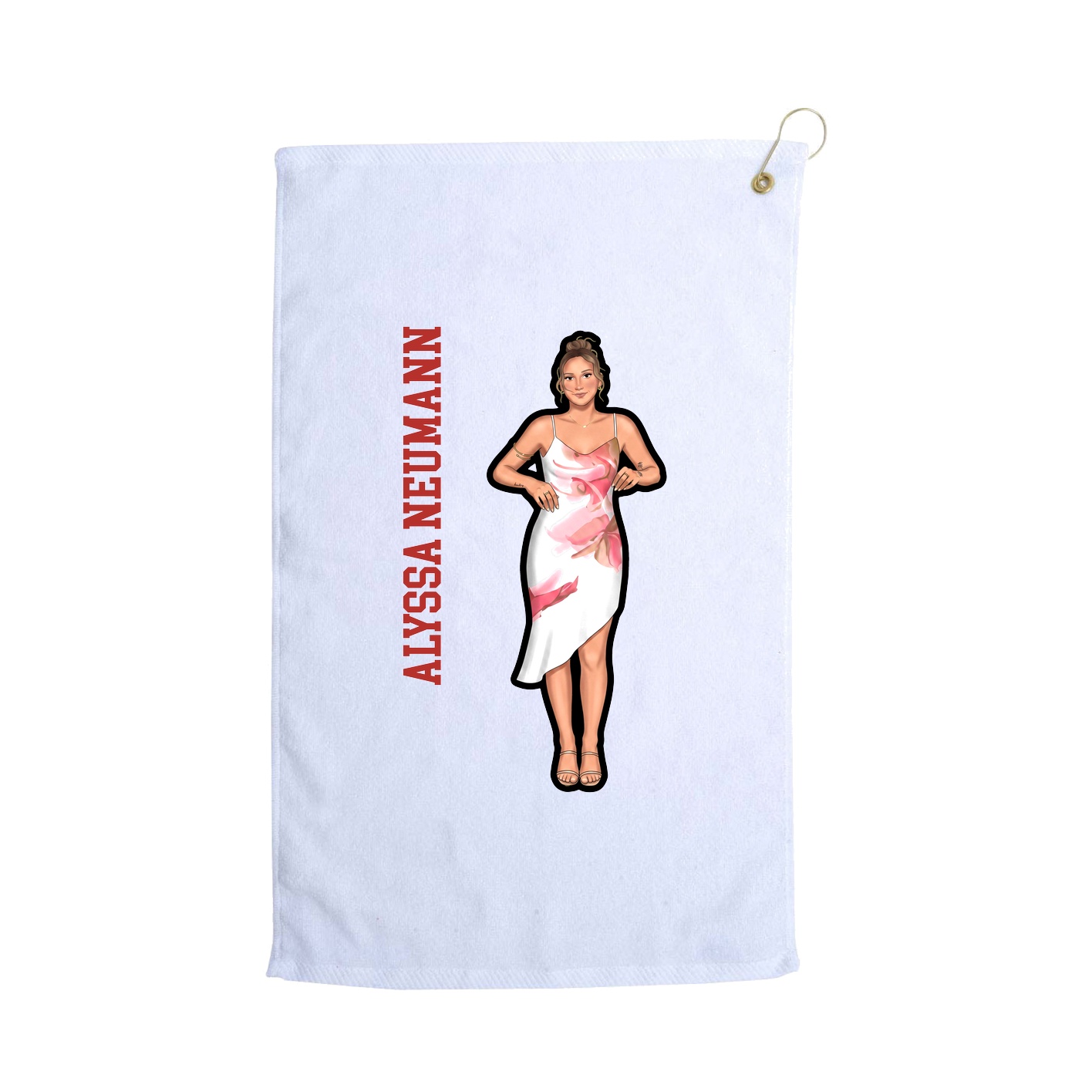 Golf Towel — Name Vertical in White