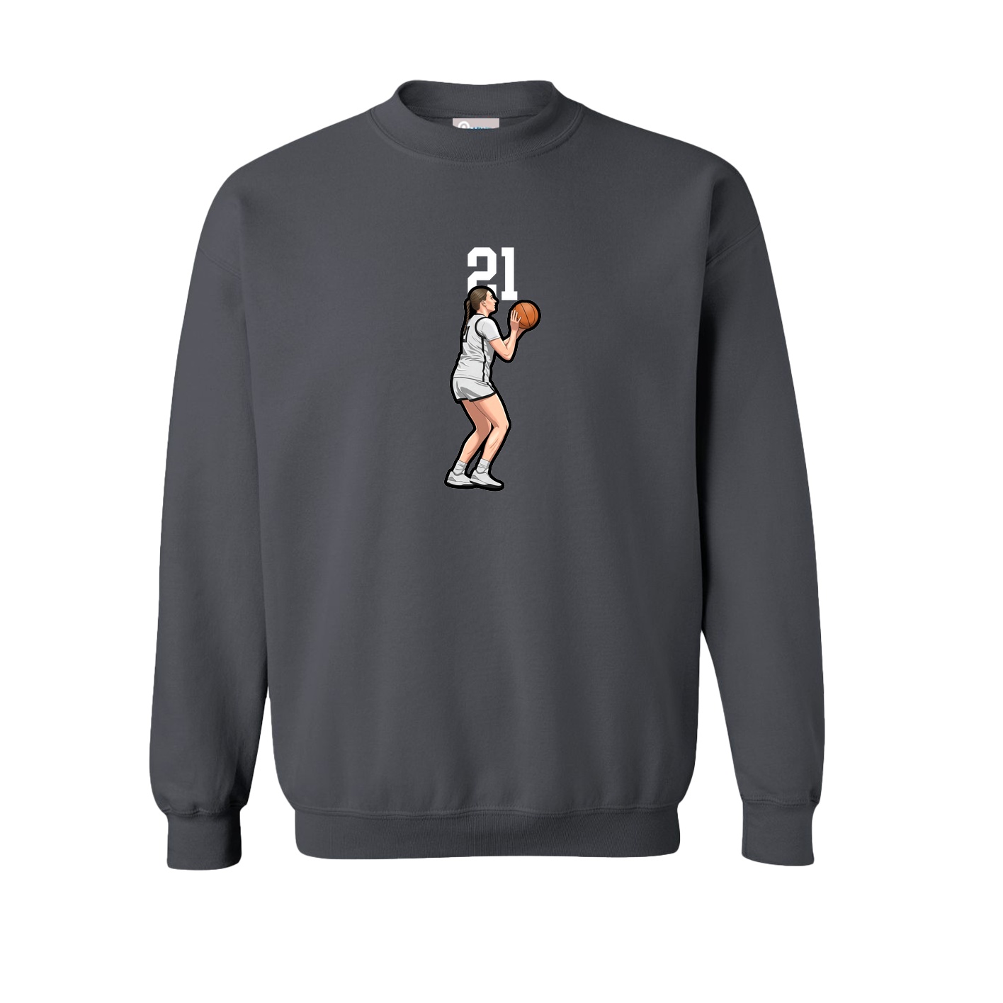 Fleece Crew — Number Top in Grey