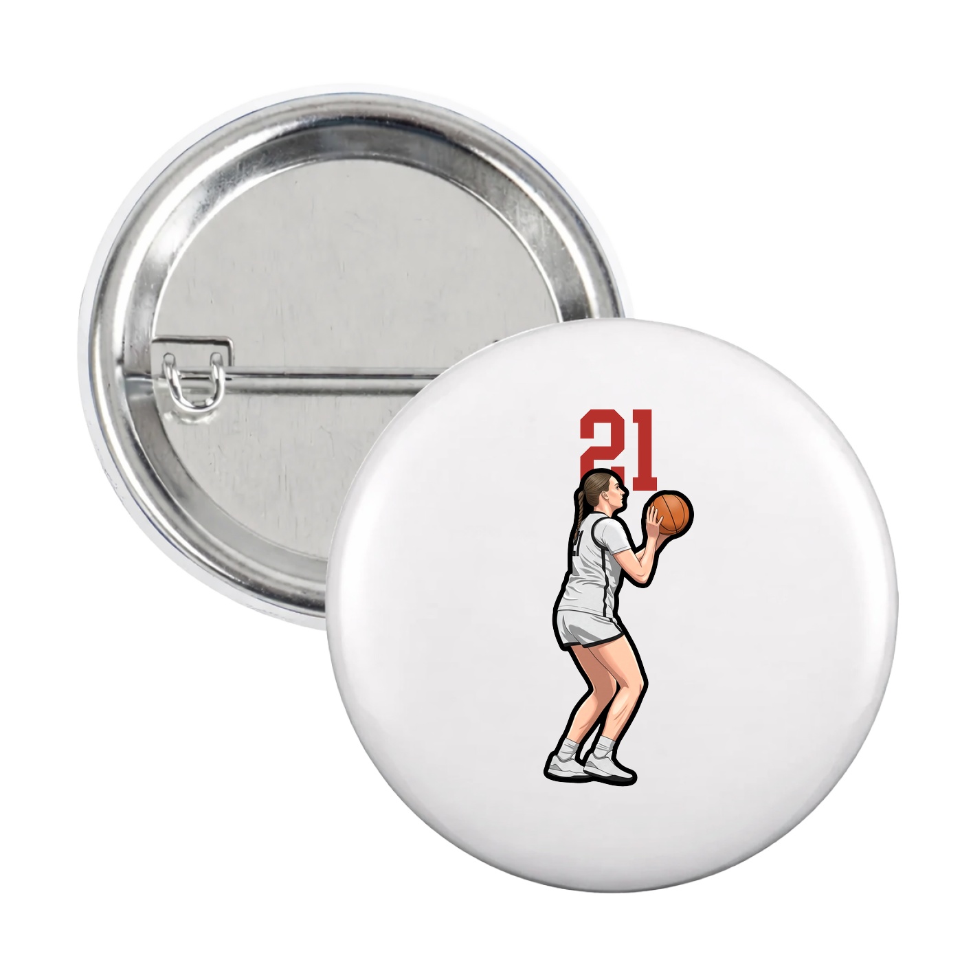 Game Day Button — Number Top in White