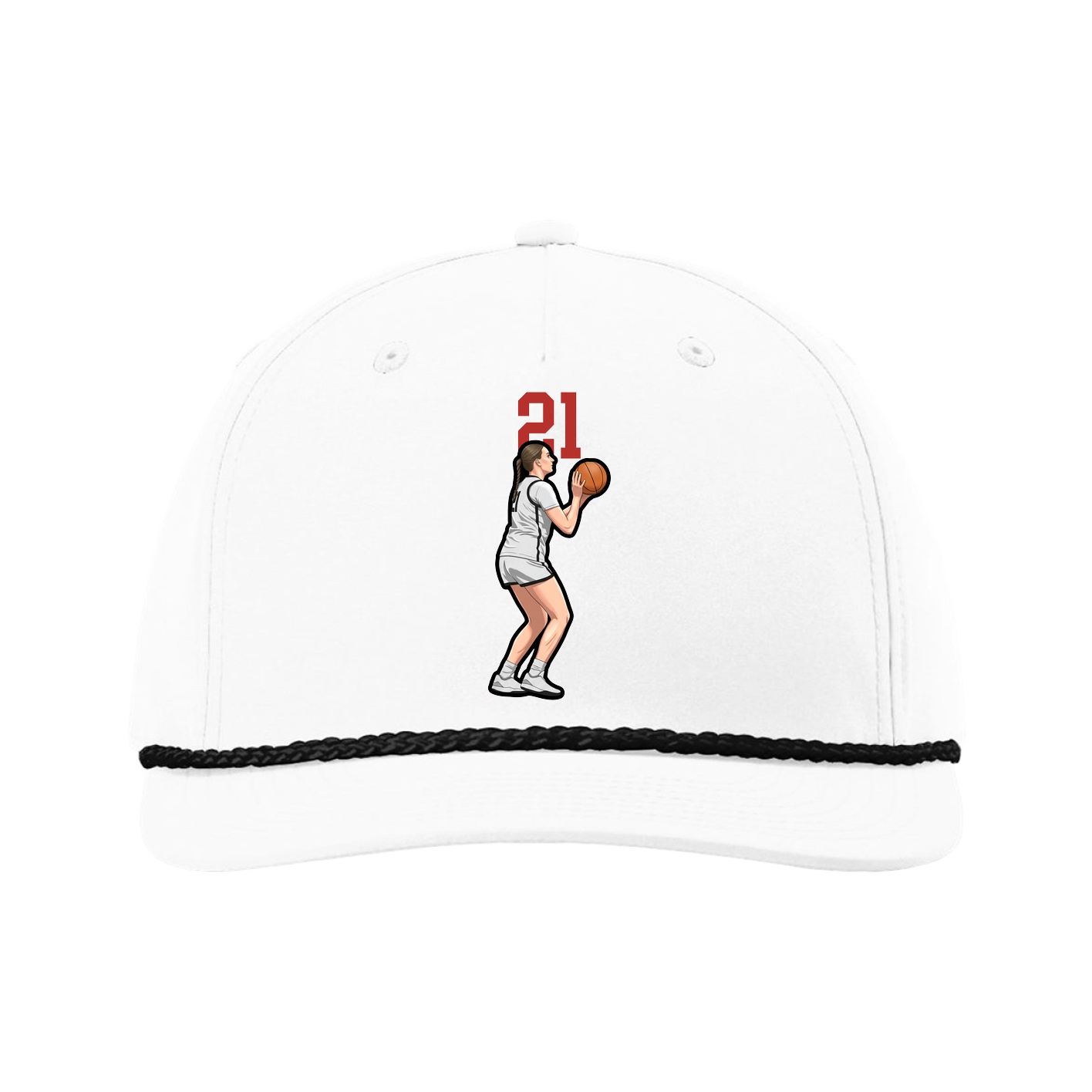Five-Panel Classic Rope Cap — Number Top in White
