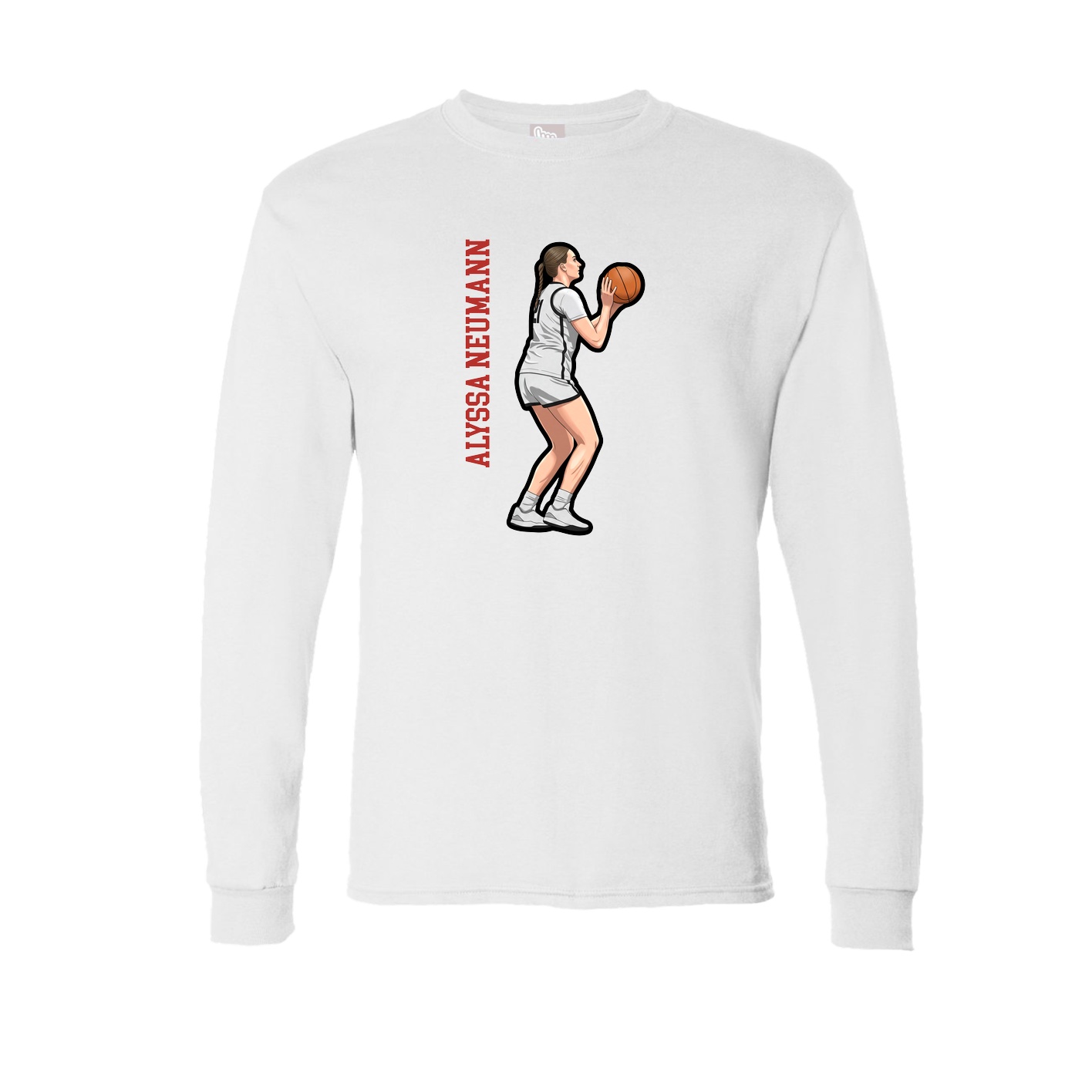 Long Sleeve Tee — Name Vertical in White