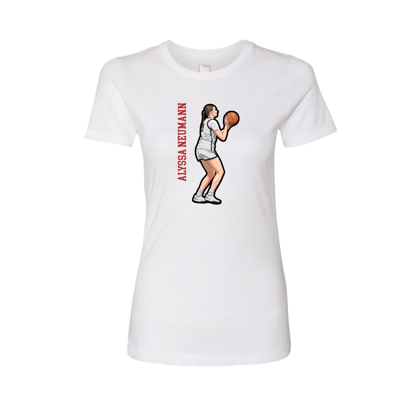 Womens Tee — Name Vertical in White