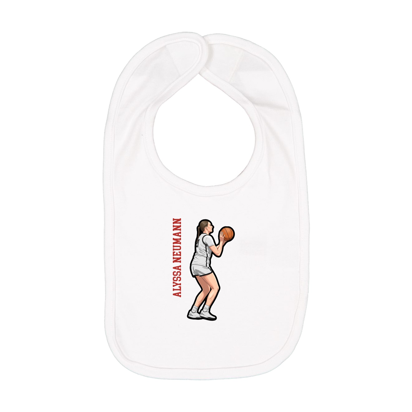 Infant Bib — Name Vertical in White