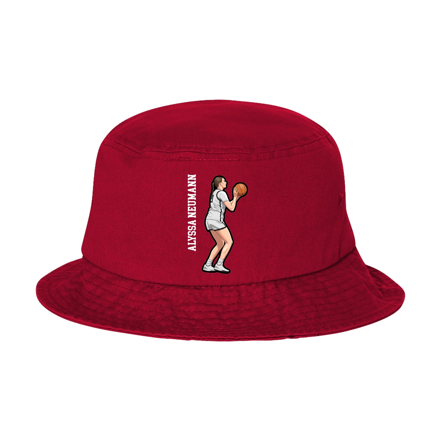 Bucket Cap — Name Vertical in Red