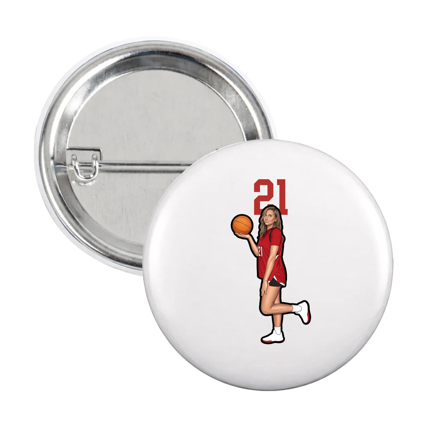 Game Day Button — Number Top in White