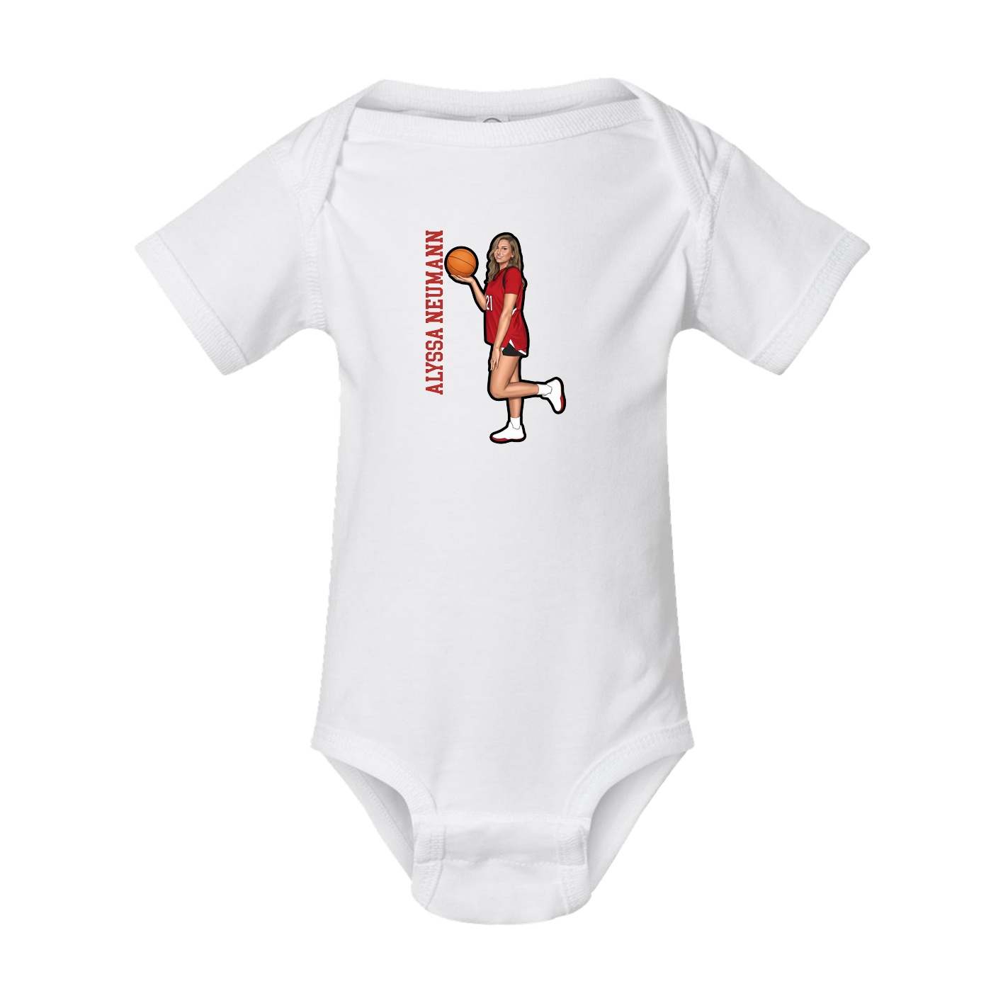 Baby Onesie — Name Vertical in White