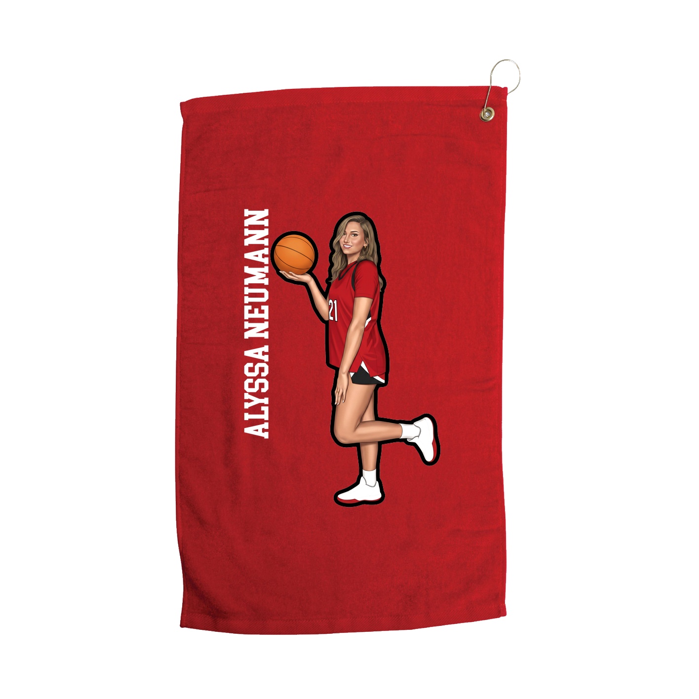 Golf Towel — Name Vertical in Red