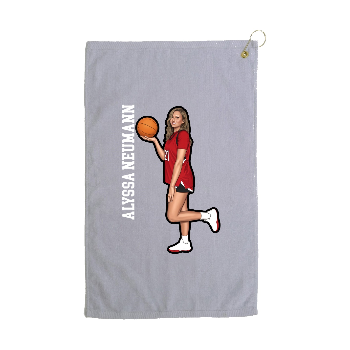 Golf Towel — Name Vertical in Grey