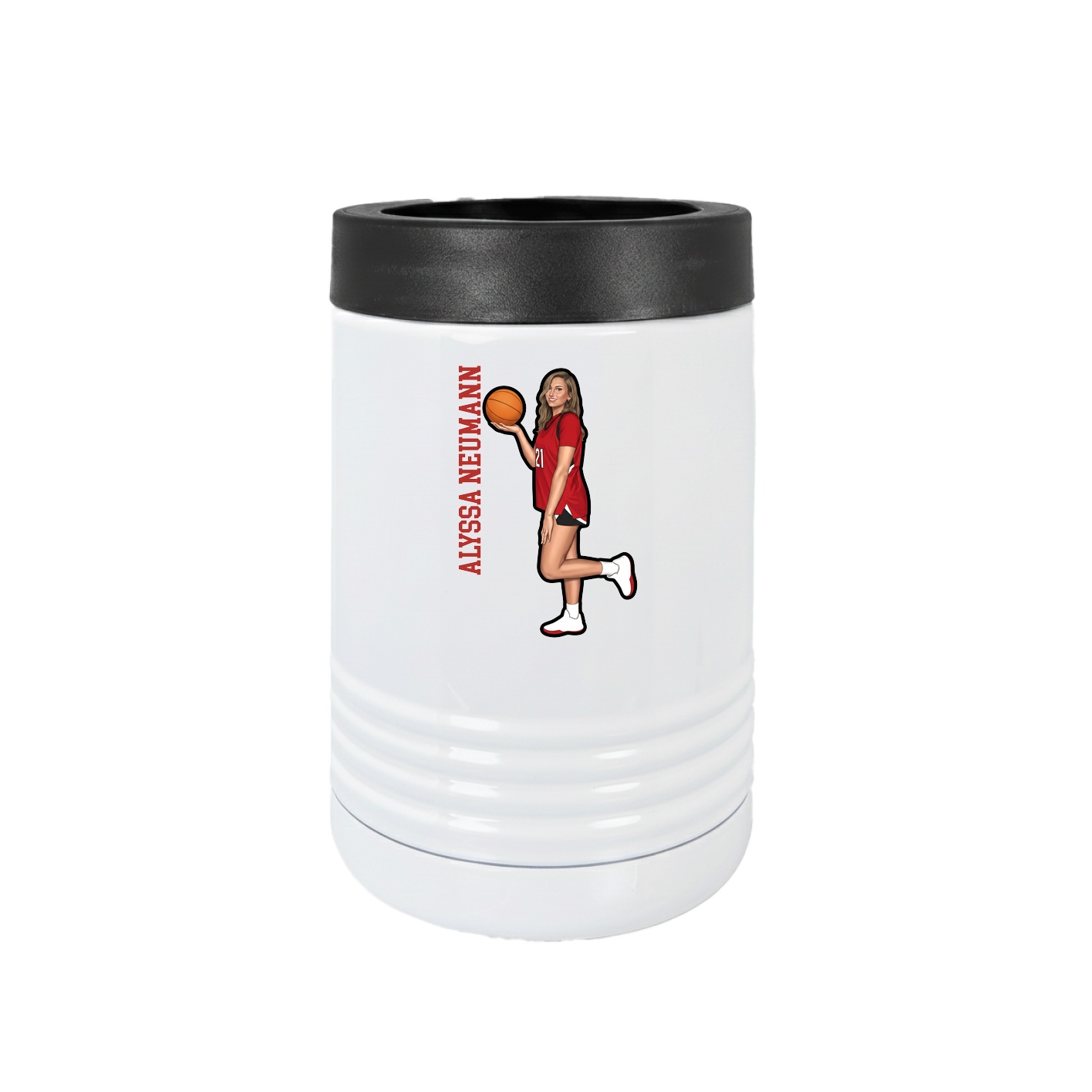 Beverage Holder — Name Vertical in White