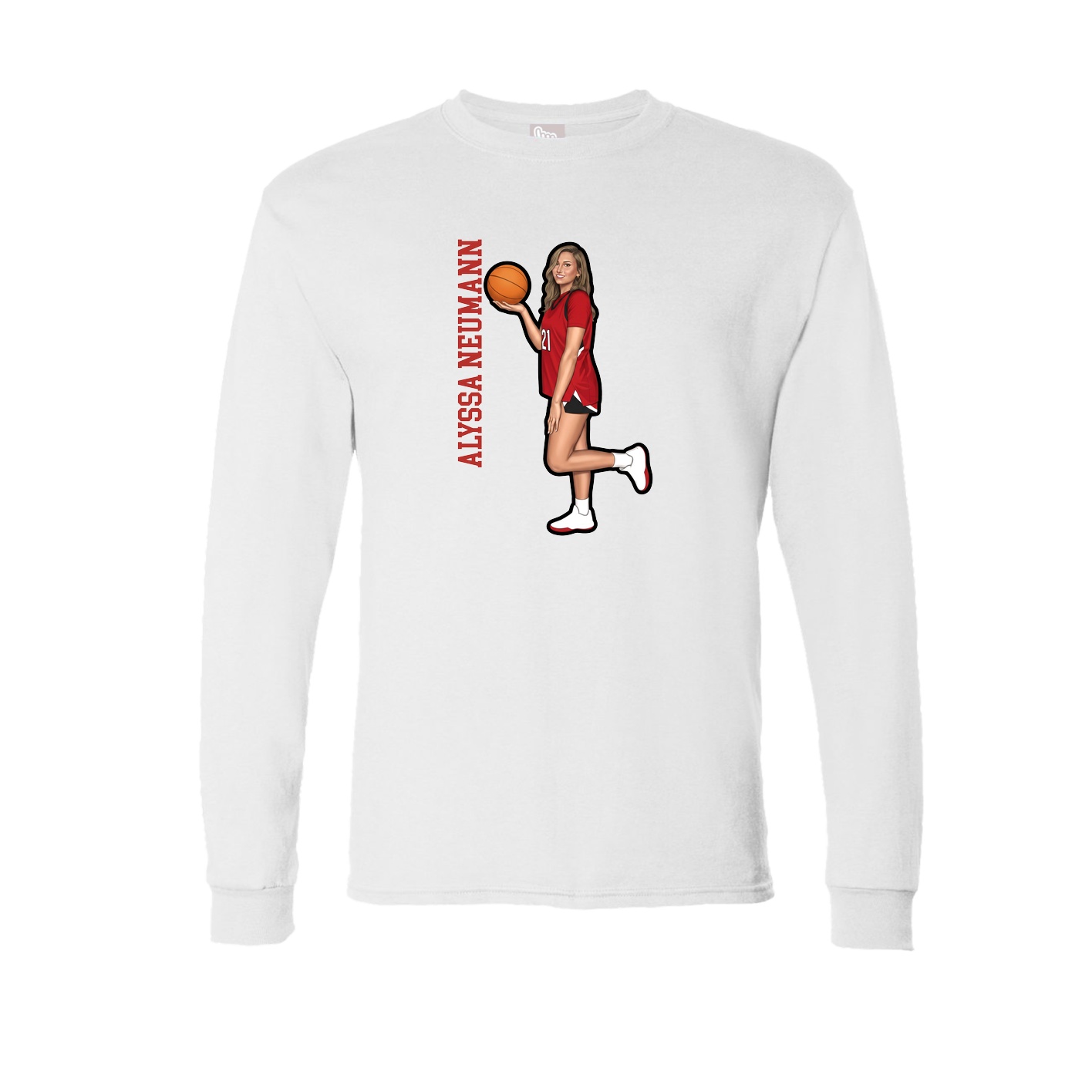 Long Sleeve Tee — Name Vertical in White