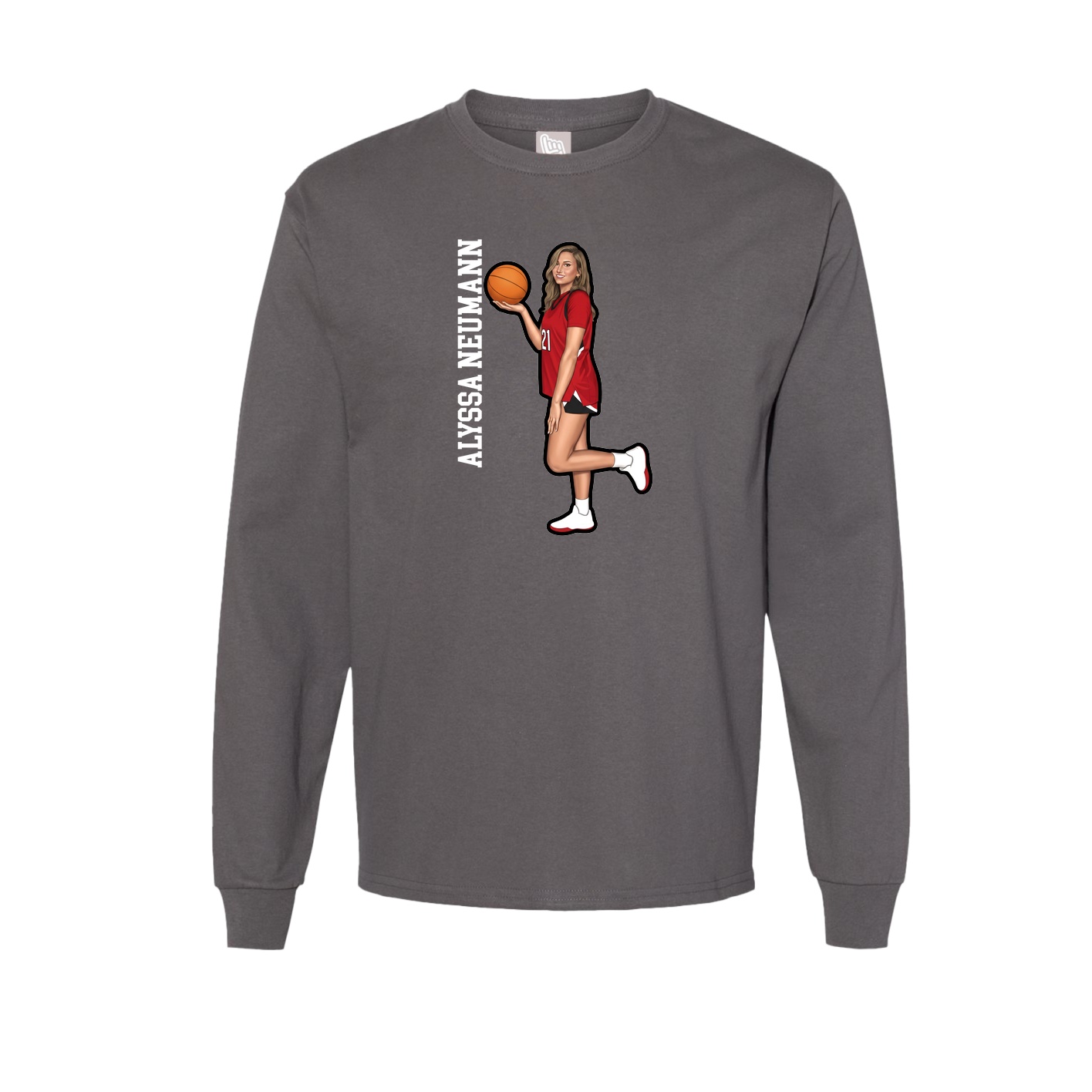 Long Sleeve Tee — Name Vertical in Grey