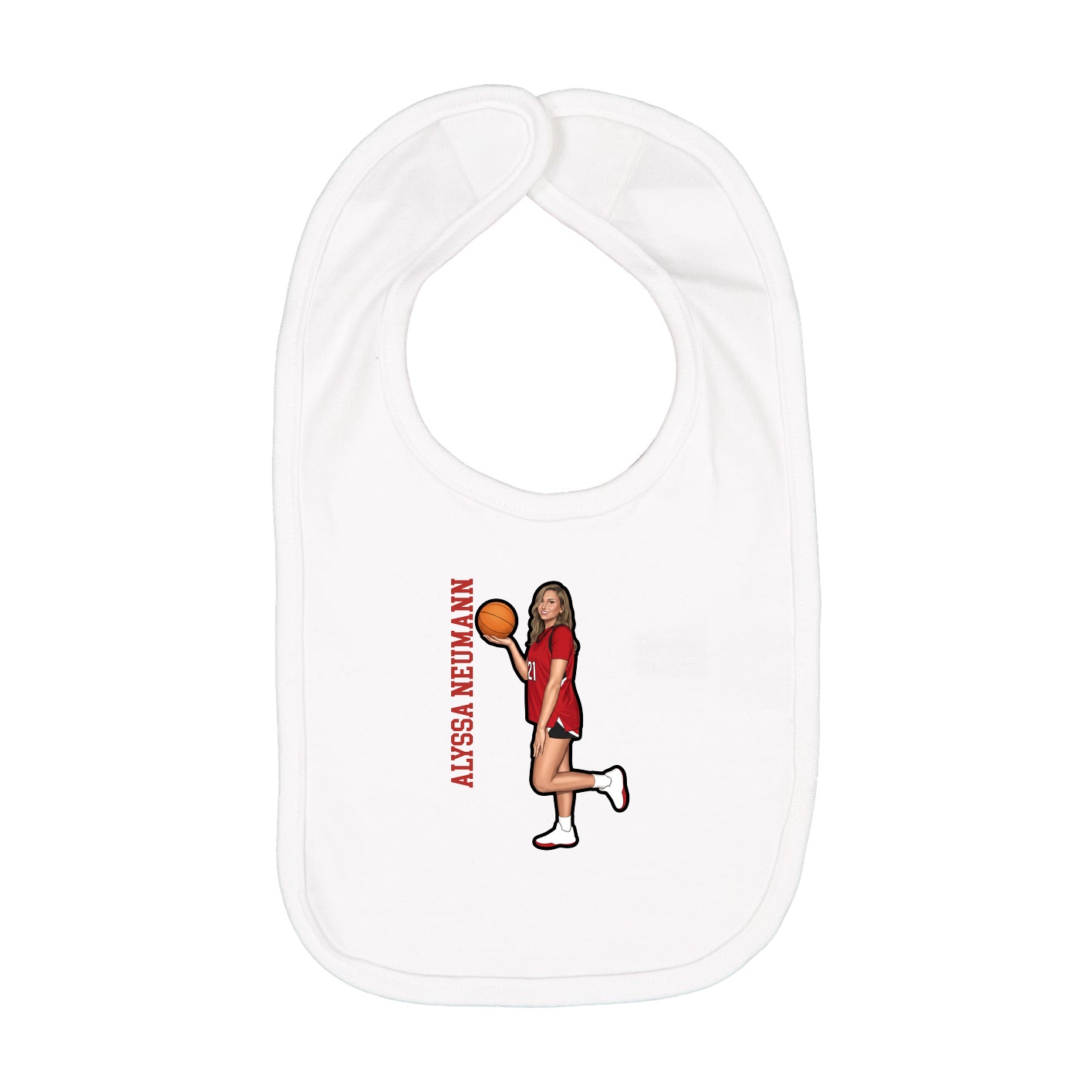 Infant Bib — Name Vertical in White